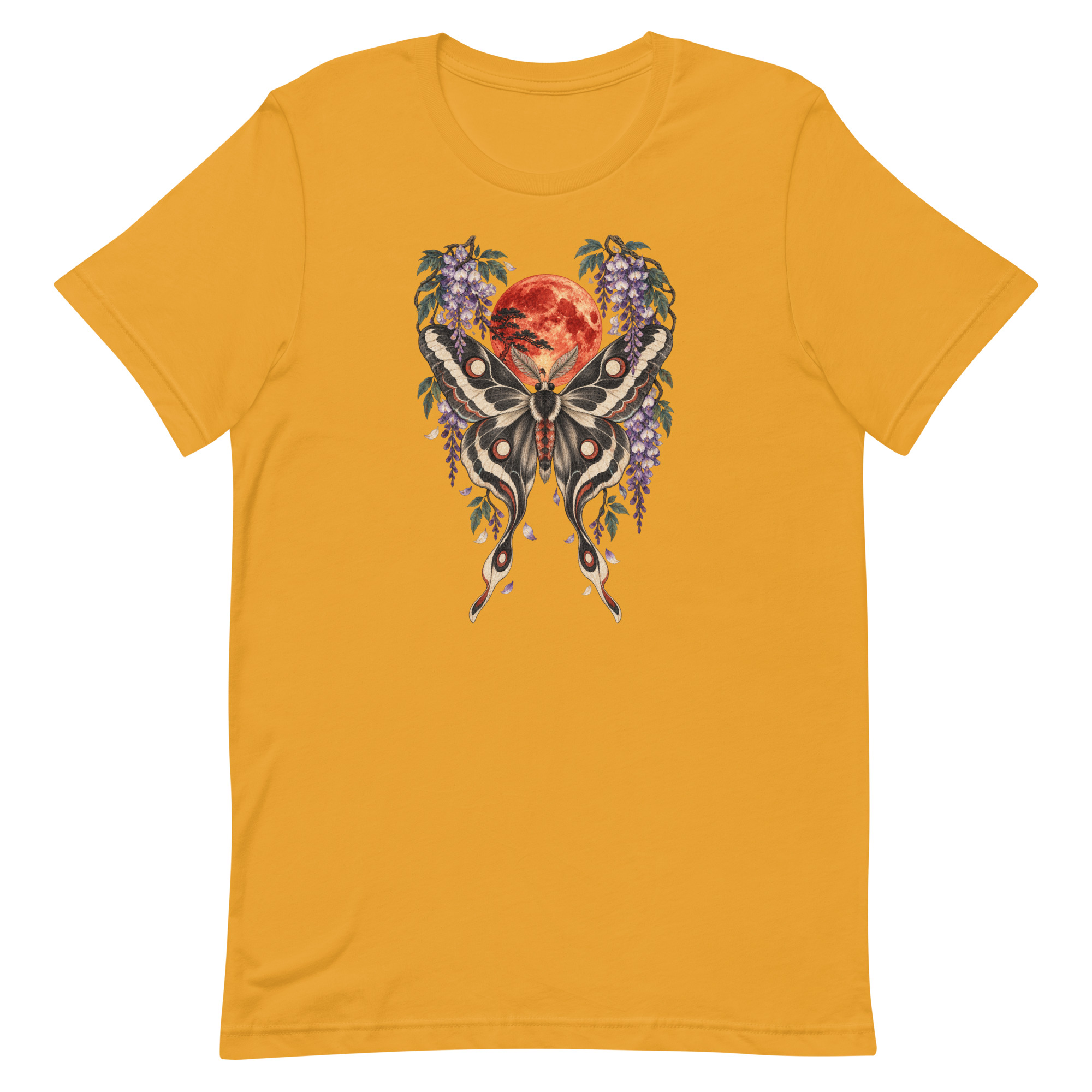 Japanese Moth Red Moon Wisteria Ukiyo-e Art T-Shirt - Image 49