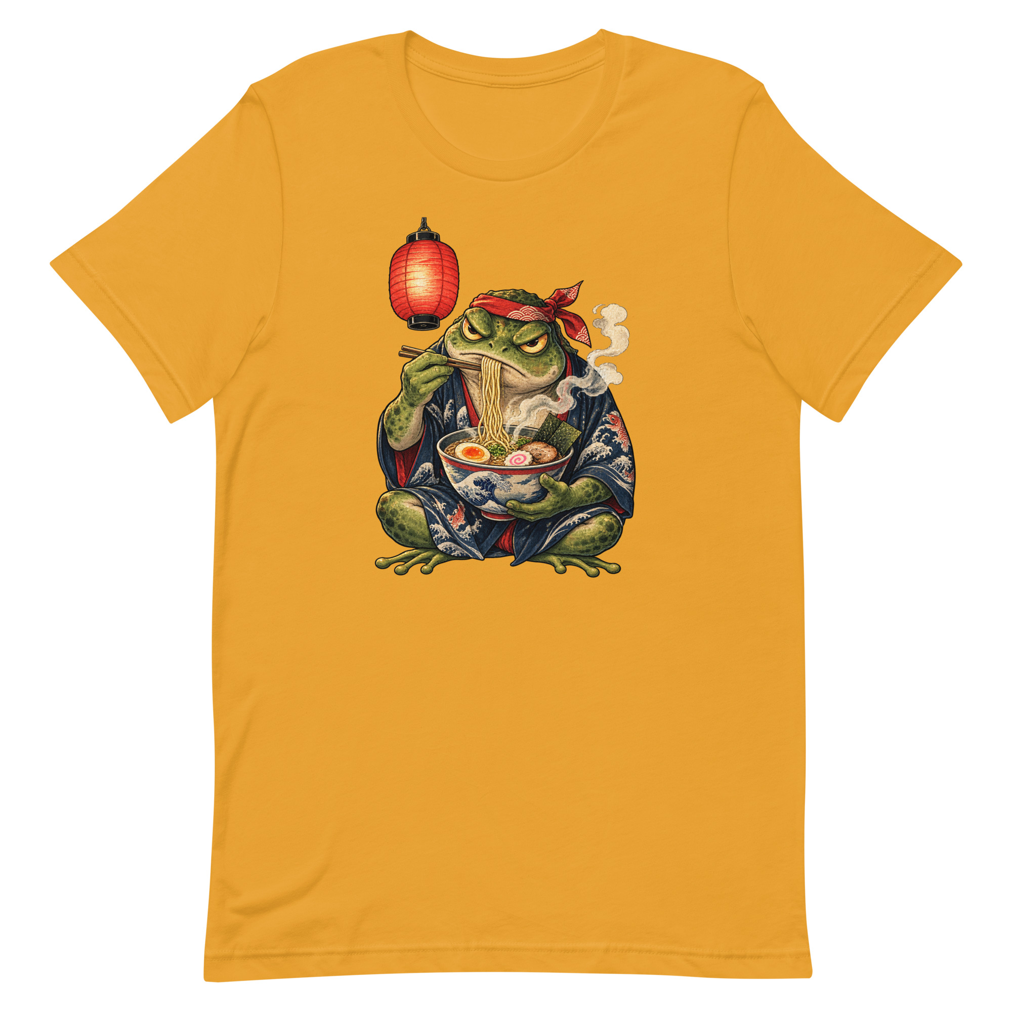 Grumpy Frog Ramen Lantern Japanese Ink Art T-Shirt - Image 49