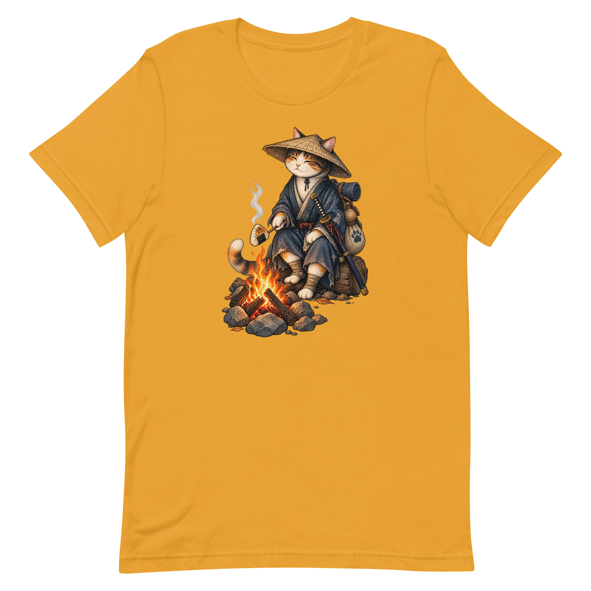 Samurai Cat Onigiri Campfire Japanese Art, Japanese Art Tee, Mythology Gift - Image 49