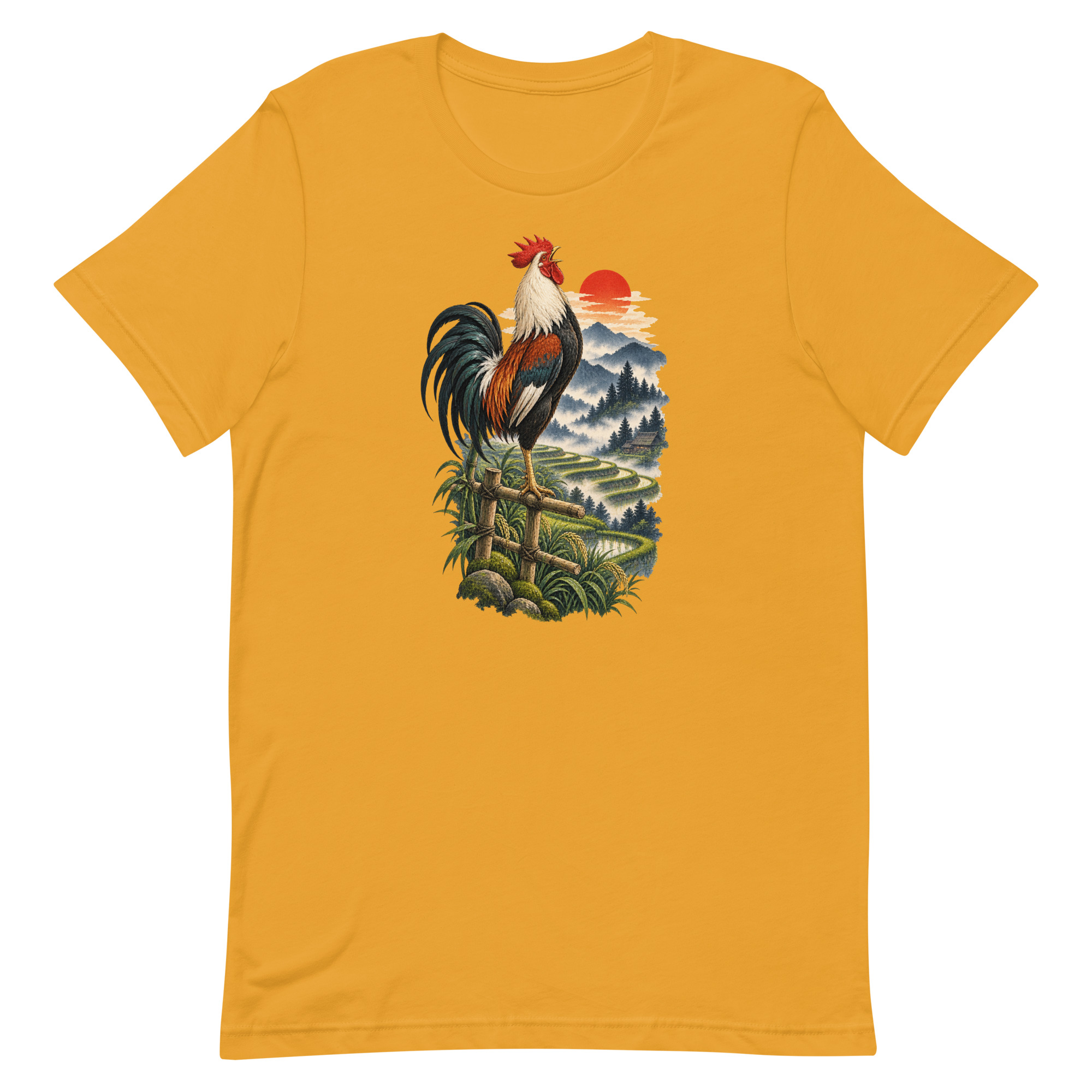 Japanese Rooster Rice Terrace Sunrise Art, Japanese Art Tee, Mythology Gift - Image 47