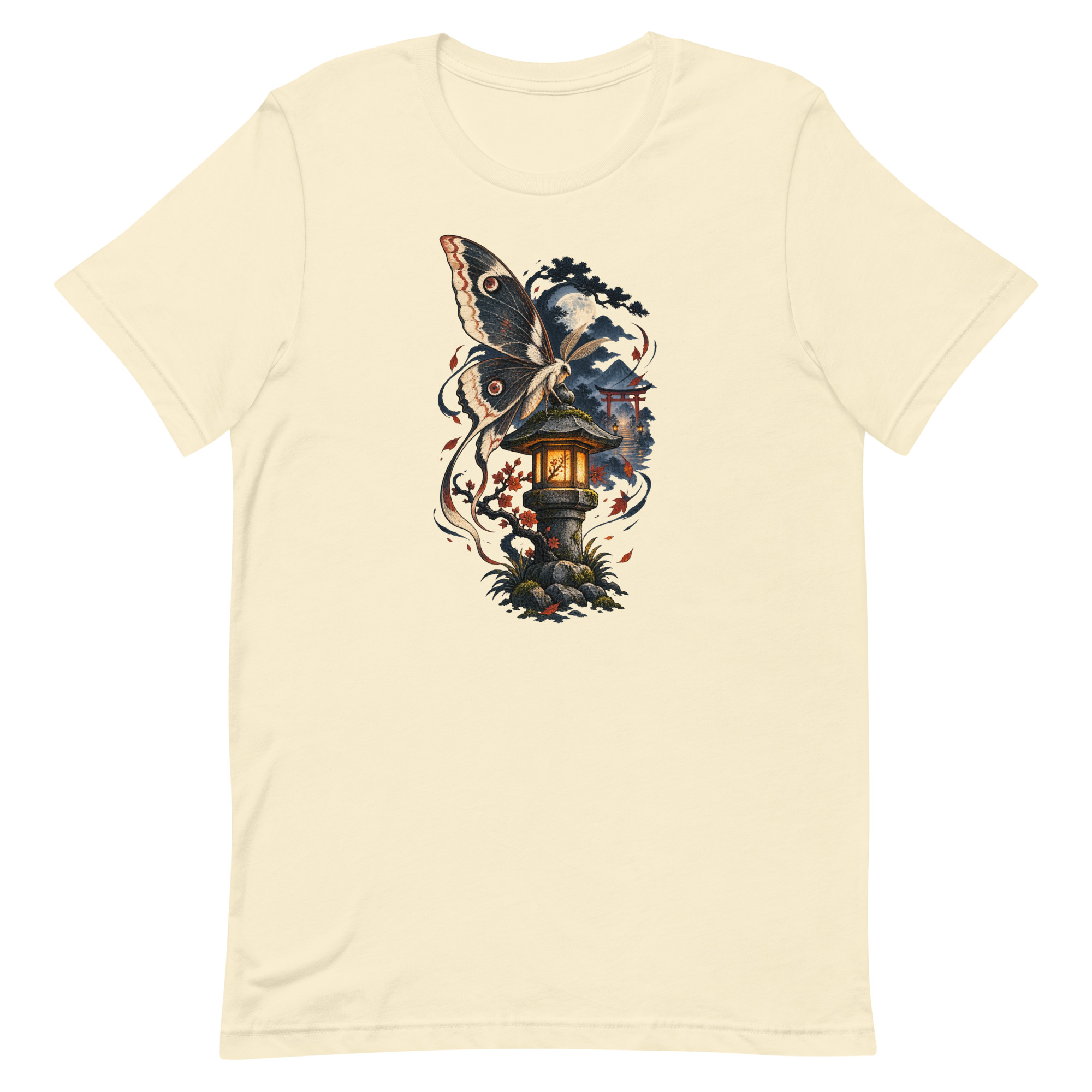 Japanese Moth Lantern Shrine Night Yokai Art T-Shirt - Image 48