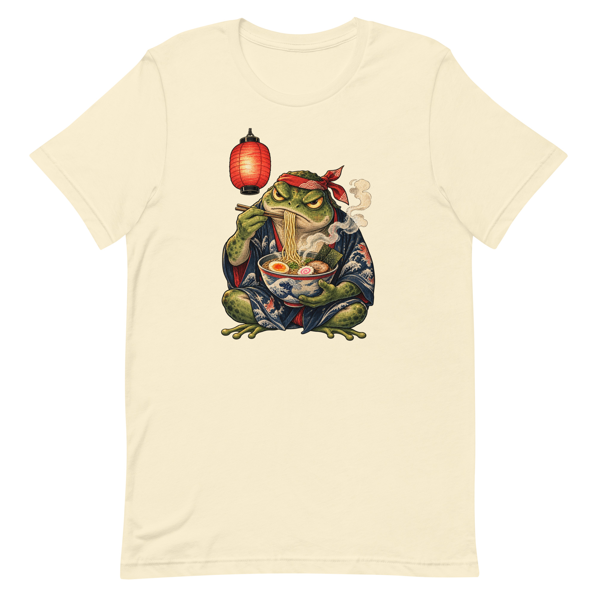 Grumpy Frog Ramen Lantern Japanese Ink Art T-Shirt - Image 50