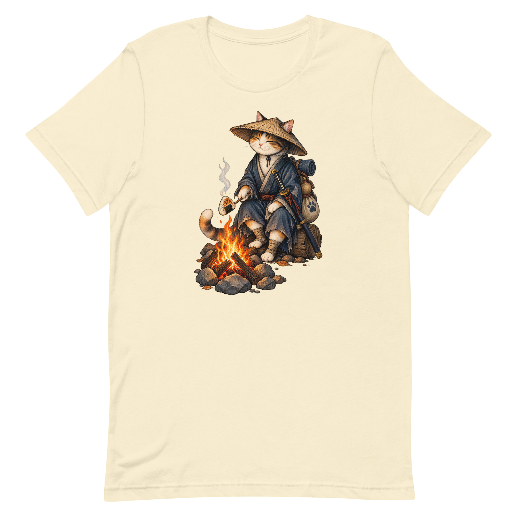 Samurai Cat Onigiri Campfire Japanese Art, Japanese Art Tee, Mythology Gift - Image 50
