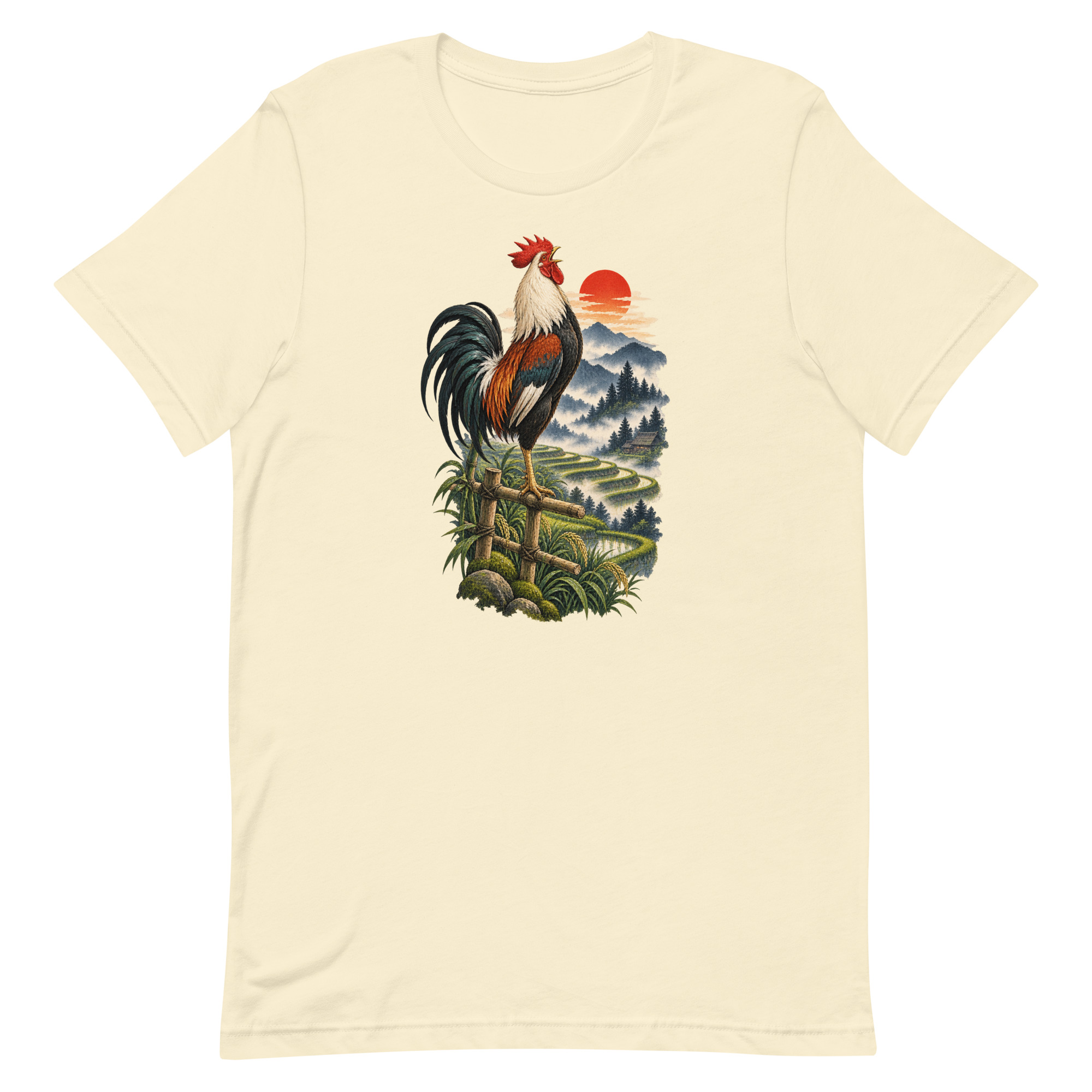 Japanese Rooster Rice Terrace Sunrise Art, Japanese Art Tee, Mythology Gift - Image 48