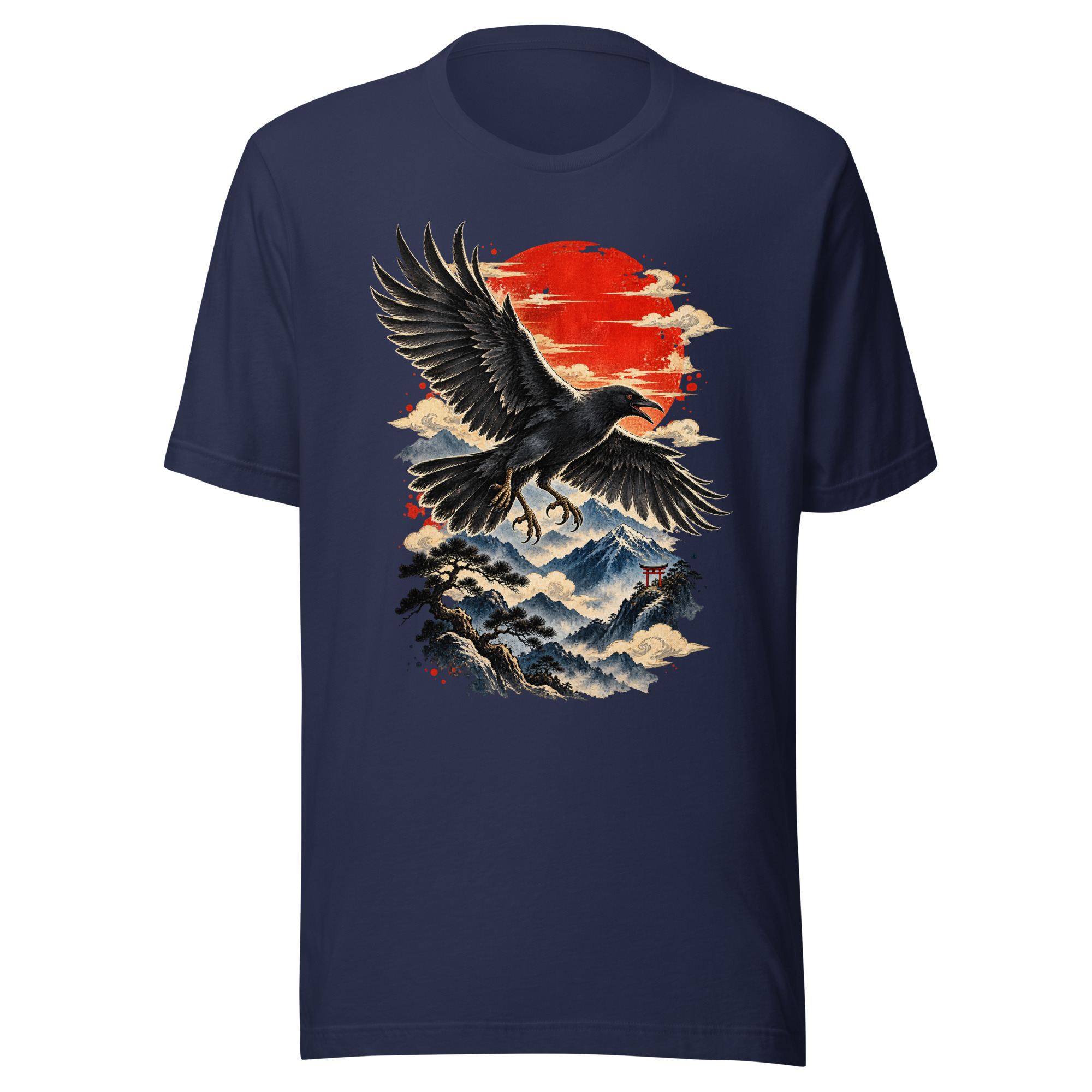 Yatagarasu Three Legged Crow Sunrise Japanese Art T-Shirt - Image 2