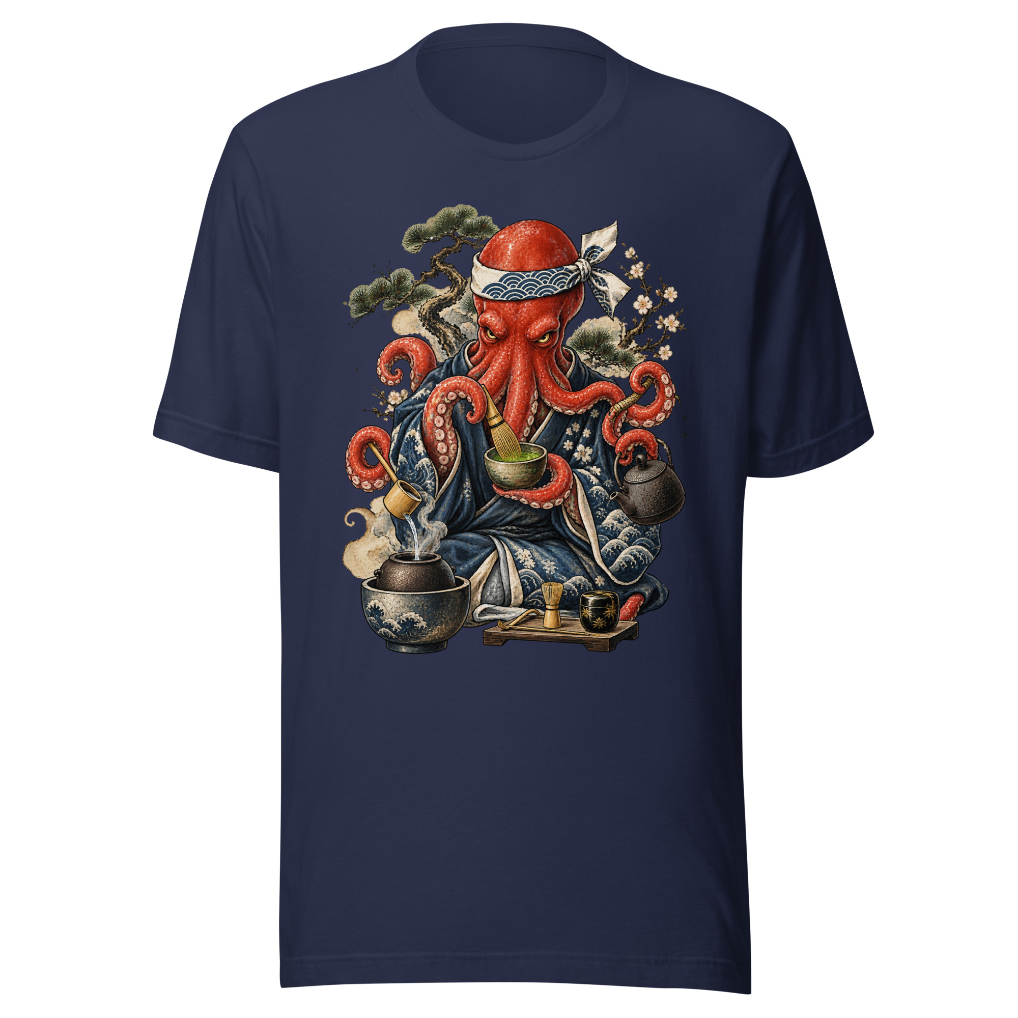 Octopus Matcha Tea Master Japanese Art T-Shirt - Image 2