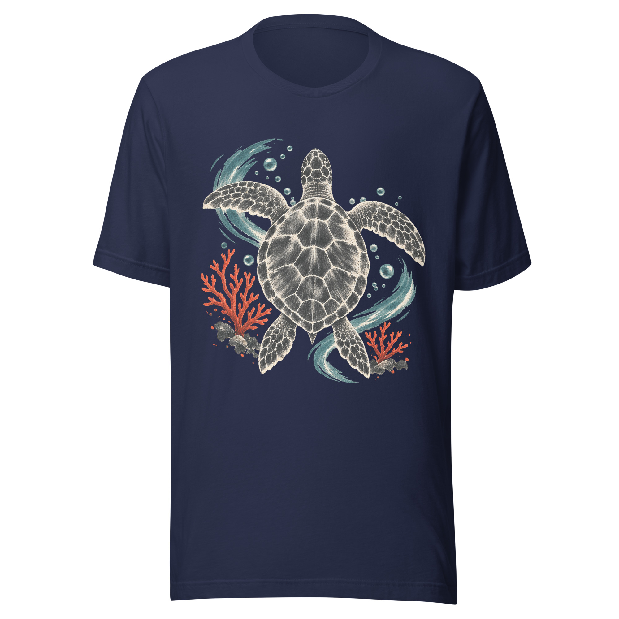 Gyotaku Sea Turtle Coral Japanese Print Art, Japanese Art Tee, Mythology Gift - Image 103