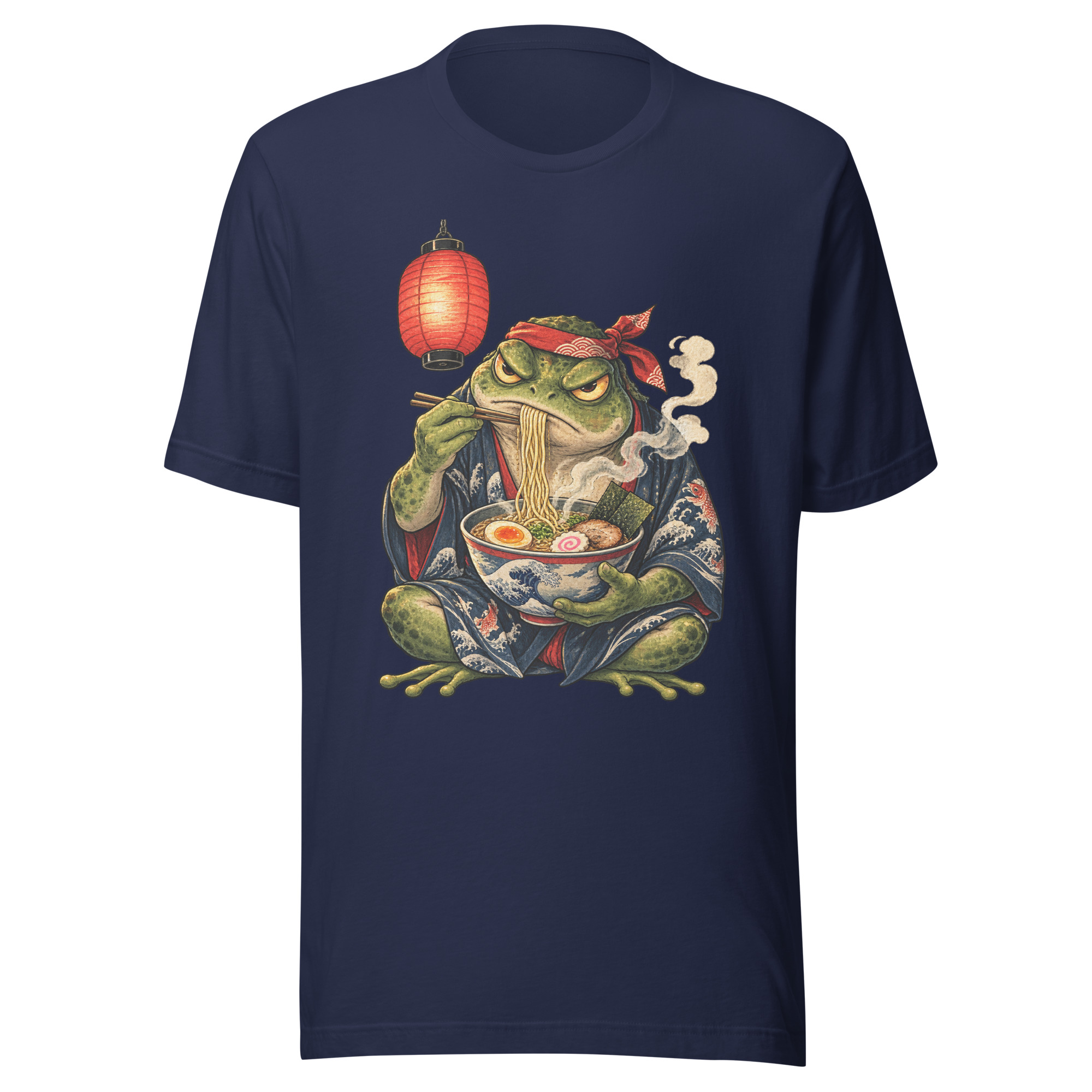 Grumpy Frog Ramen Lantern Japanese Ink Art T-Shirt - Image 103