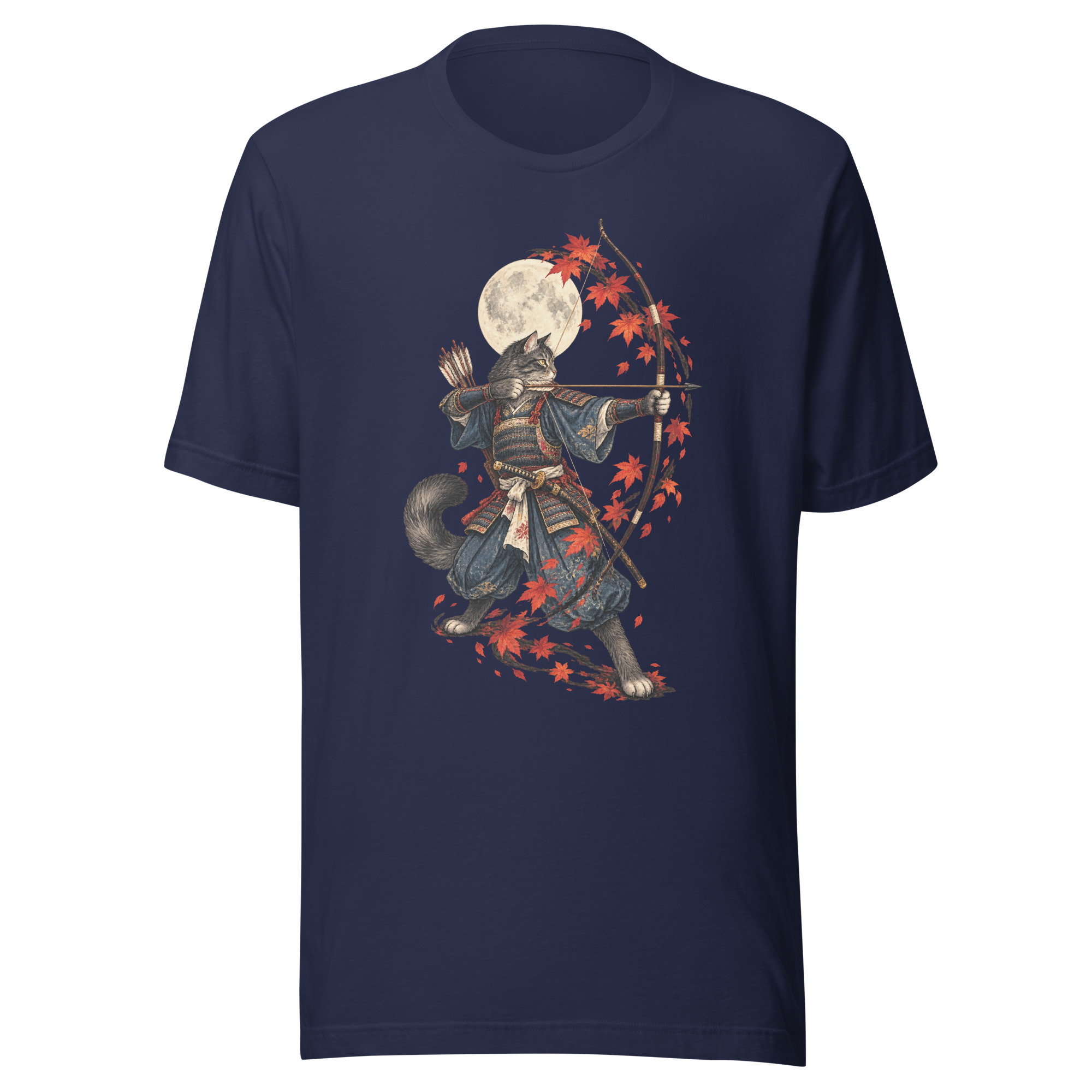 Samurai Cat Archer Maple Moon Japanese Art, Japanese Art Tee, Mythology Gift - Image 103