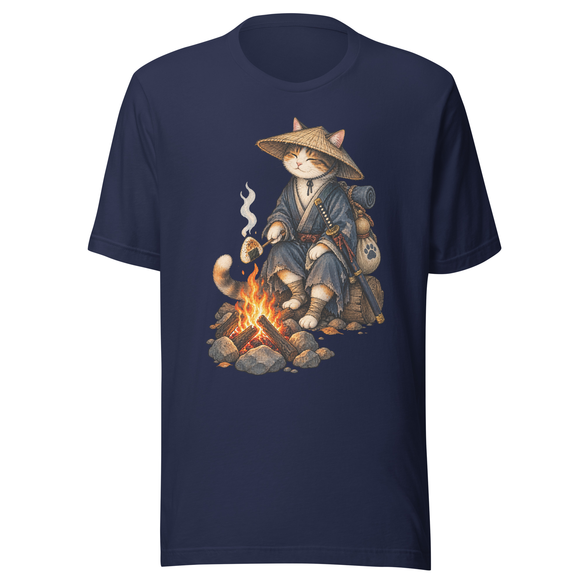 Samurai Cat Onigiri Campfire Japanese Art, Japanese Art Tee, Mythology Gift - Image 103