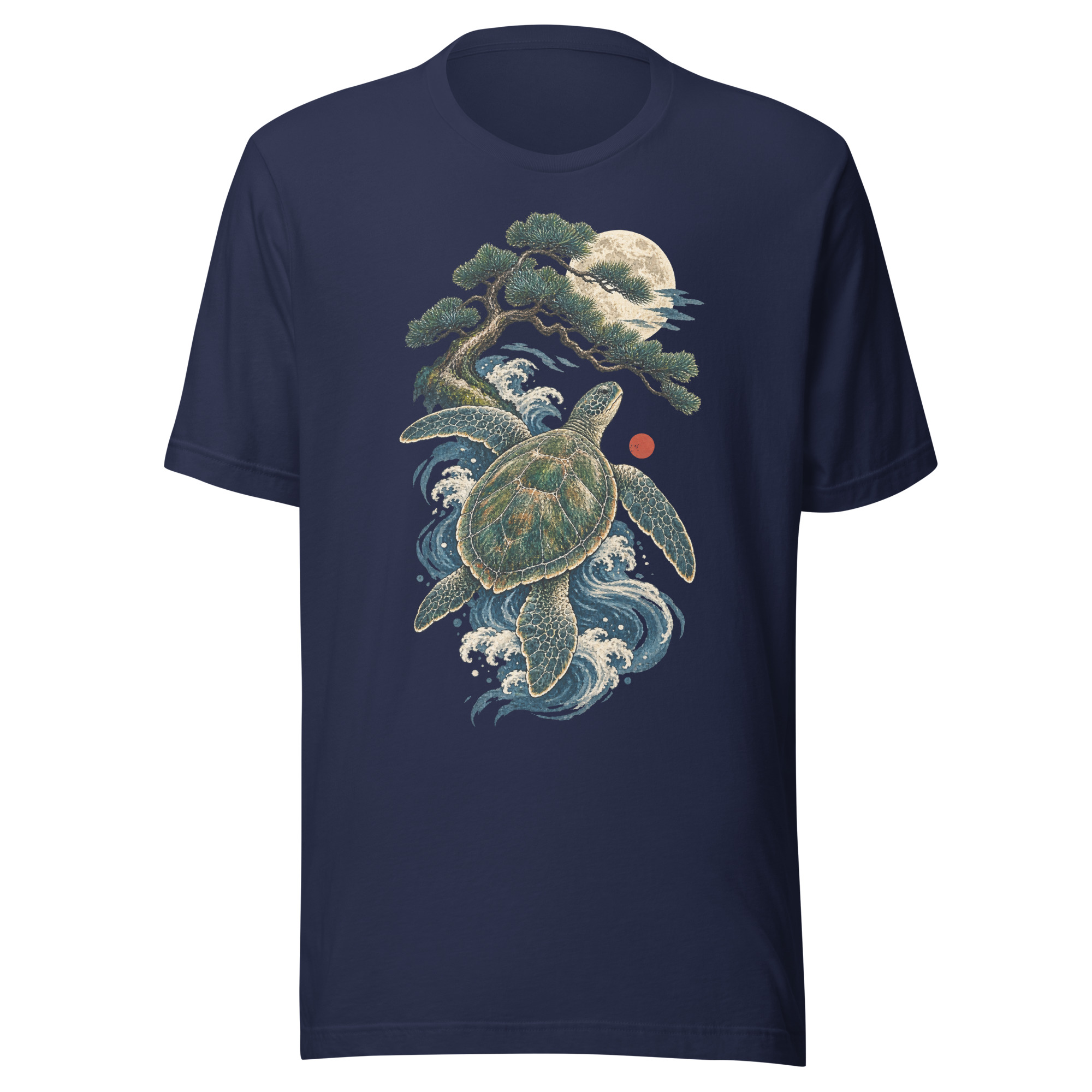 Ancient Sea Turtle Pine Moon Japanese Art, Japanese Art Tee, Mythology Gift - Image 136