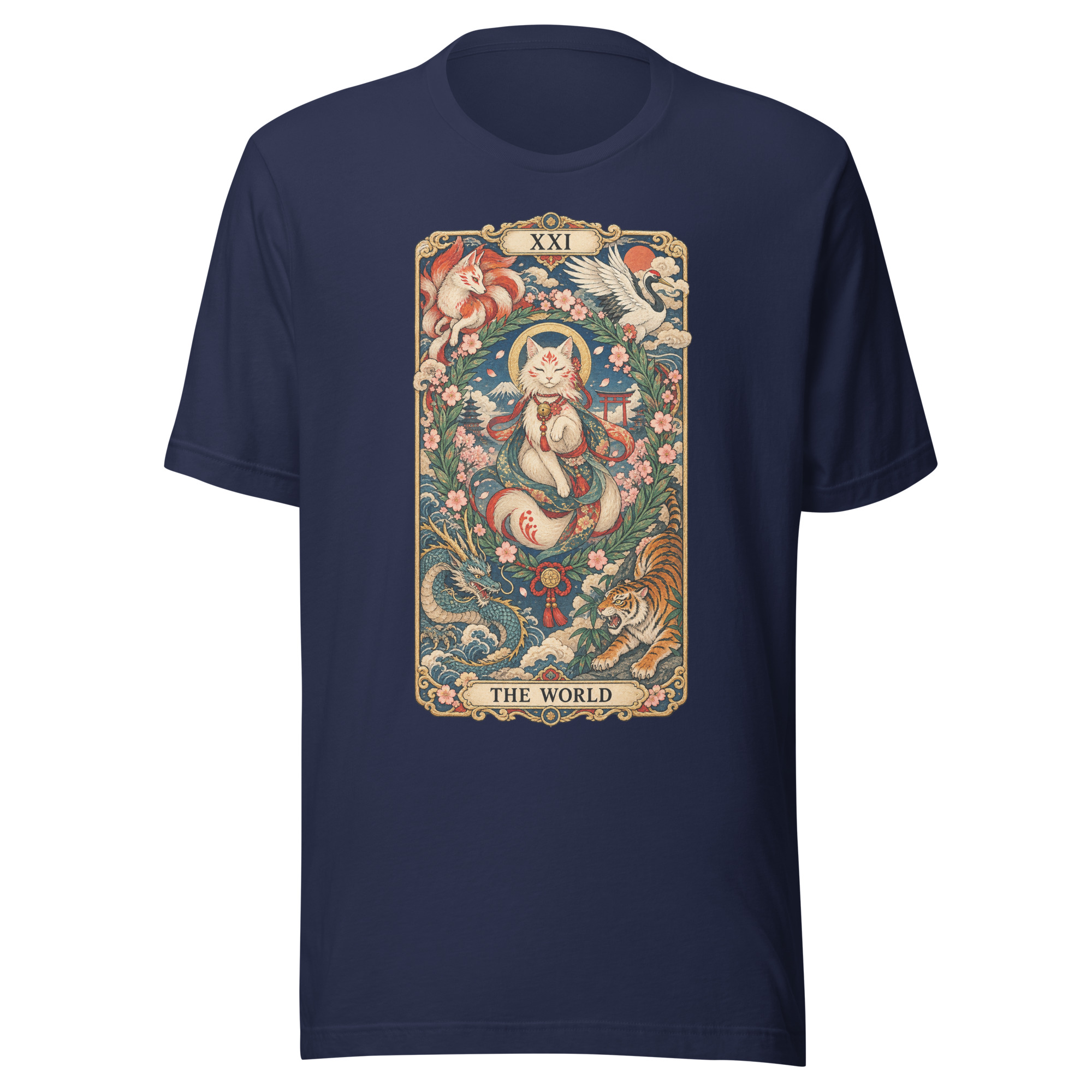The World Shrine Cat Tarot Japanese Art T-Shirt - Image 156