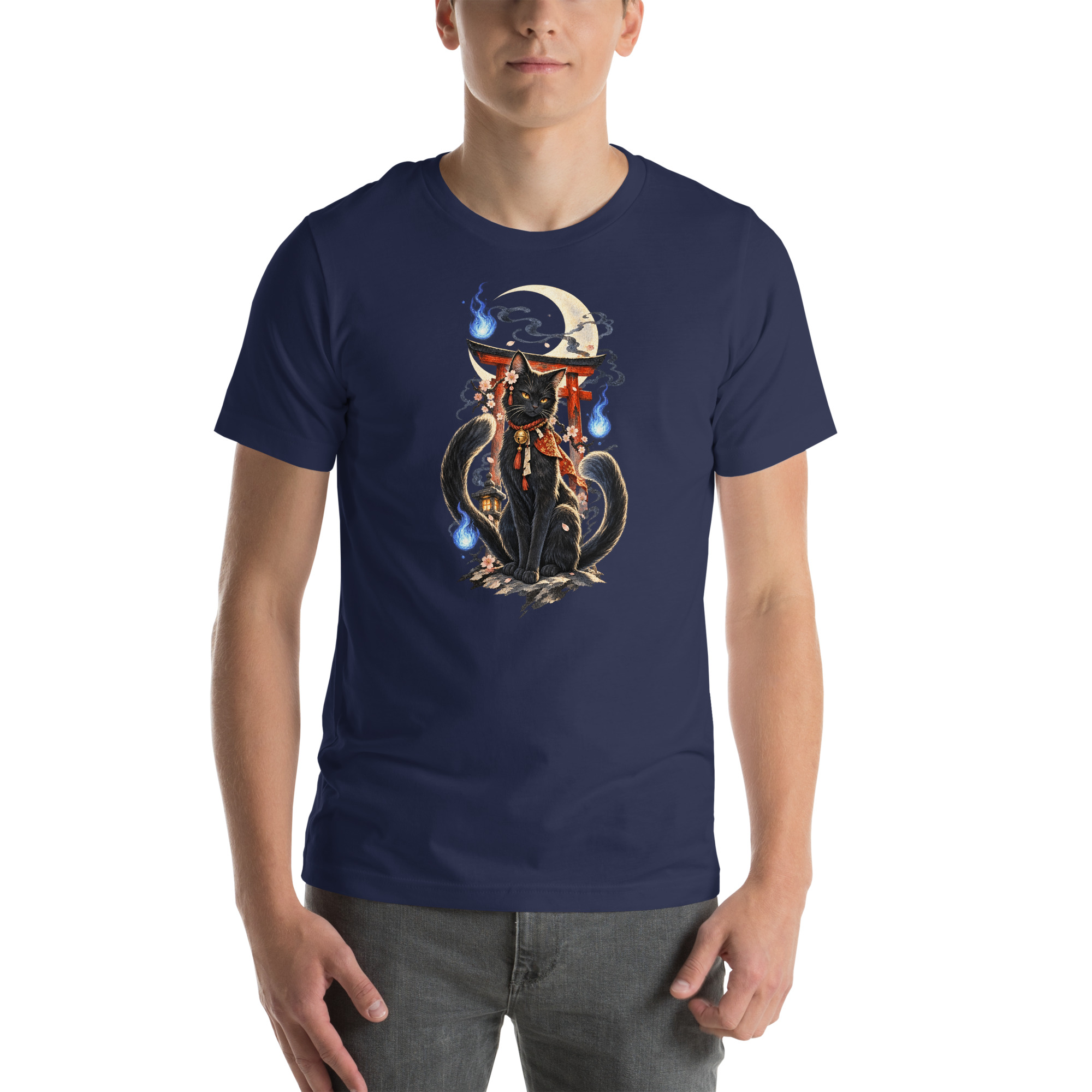 Witchy Nekomata Moon Shrine Japanese Folklore T-Shirt - Image 13
