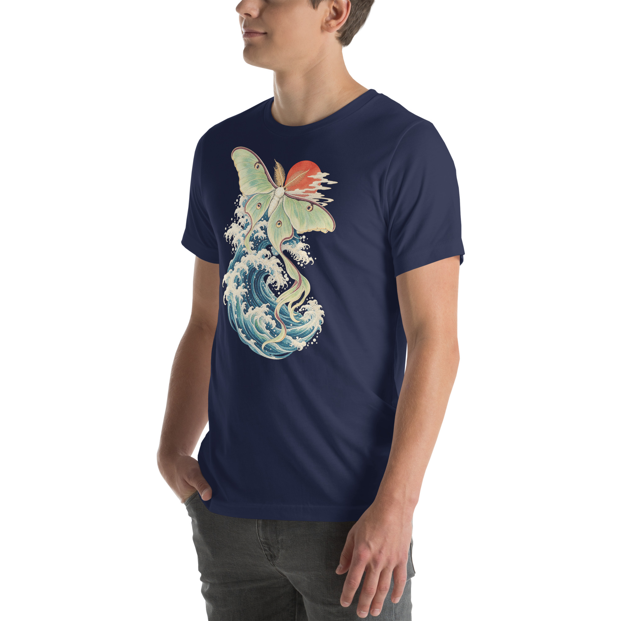Luna Moth Great Wave Japanese Ukiyo-e Art T-Shirt - Image 105