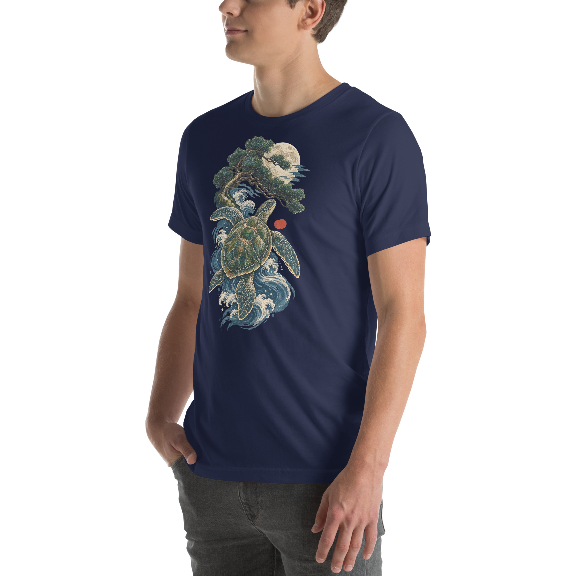 Ancient Sea Turtle Pine Moon Japanese Art, Japanese Art Tee, Mythology Gift - Image 105