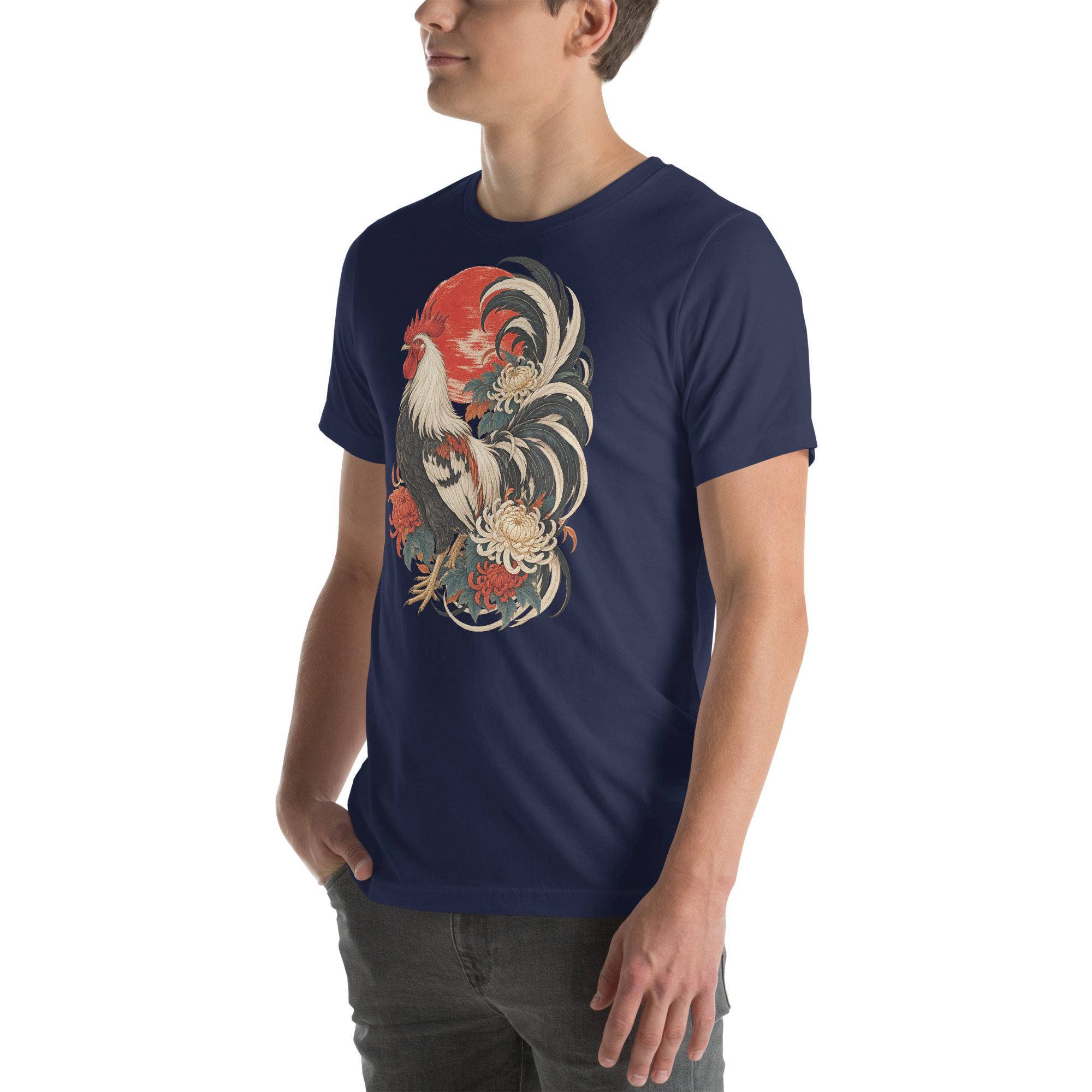 Japanese Rooster Red Sun Chrysanthemum Art, Japanese Art Tee, Mythology Gift - Image 105
