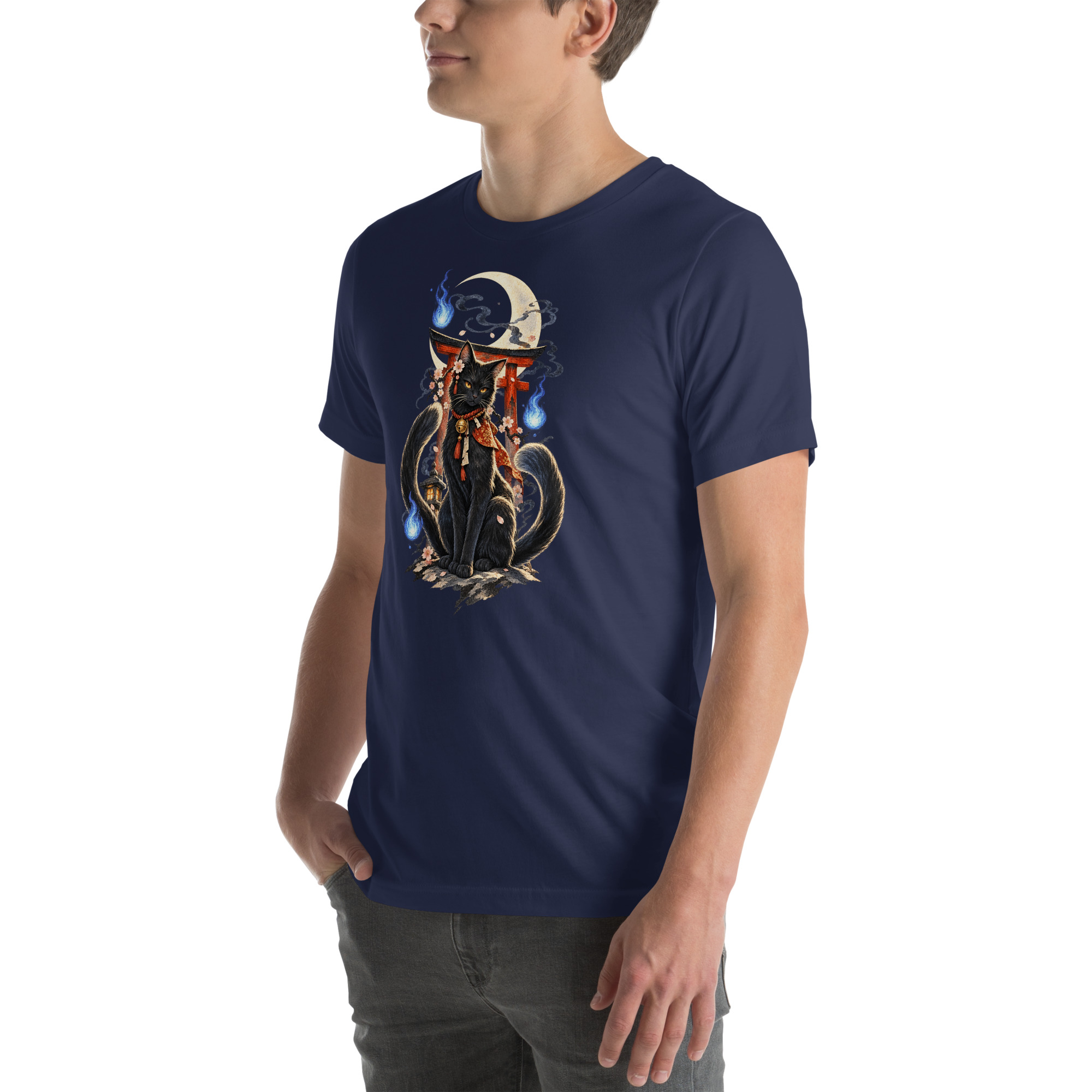 Witchy Nekomata Moon Shrine Japanese Folklore T-Shirt - Image 16