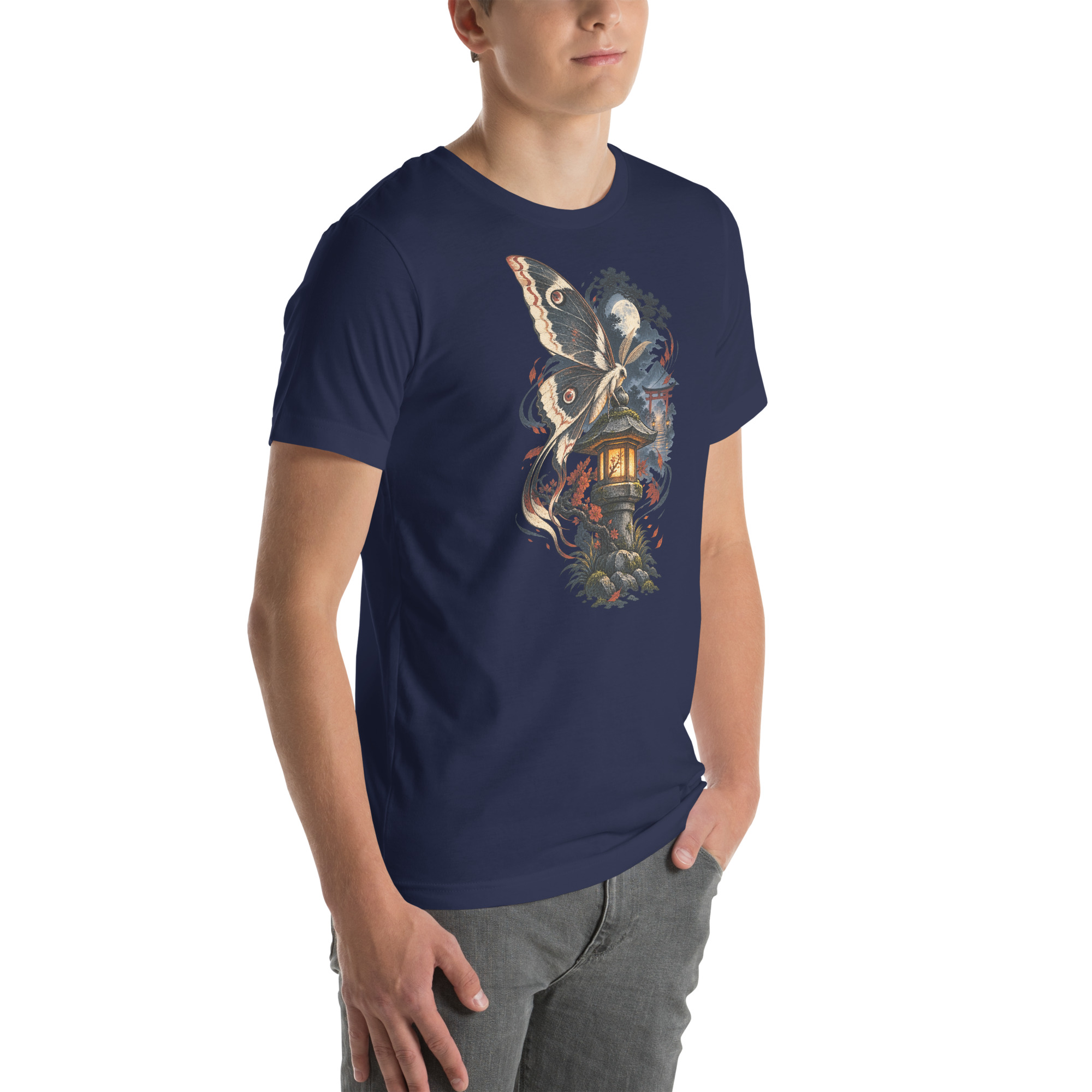 Japanese Moth Lantern Shrine Night Yokai Art T-Shirt - Image 107