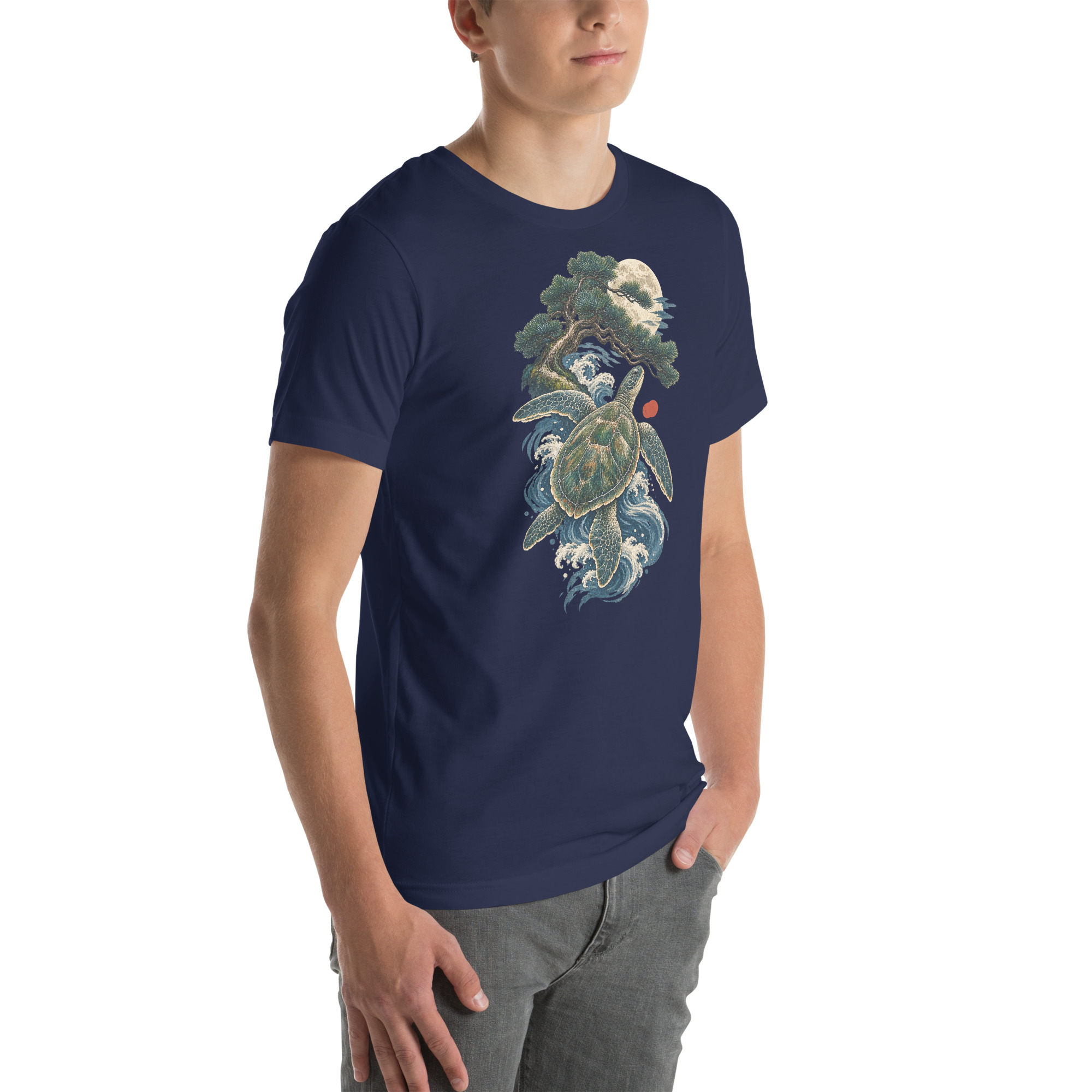 Ancient Sea Turtle Pine Moon Japanese Art, Japanese Art Tee, Mythology Gift - Image 107