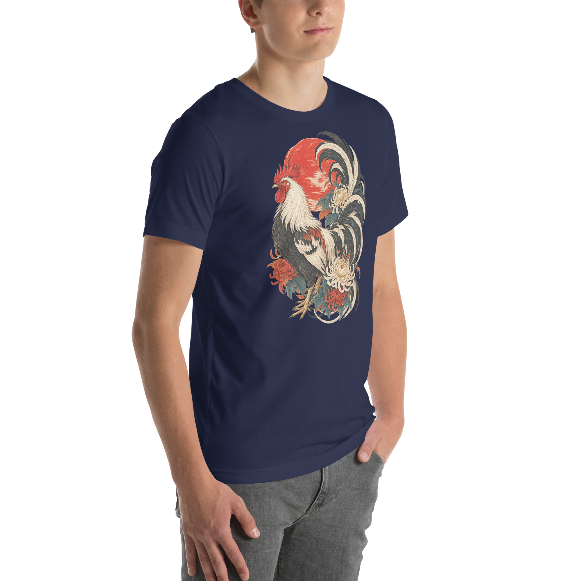 Japanese Rooster Red Sun Chrysanthemum Art, Japanese Art Tee, Mythology Gift - Image 107