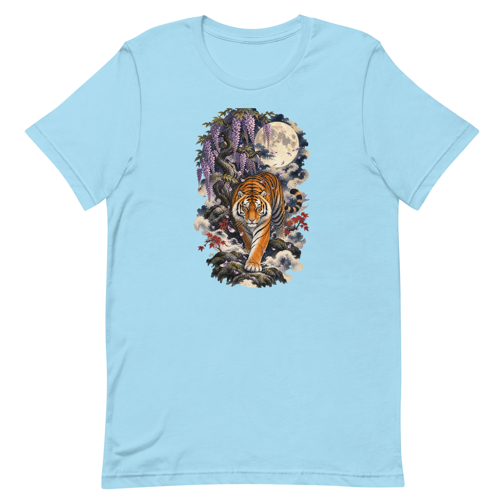 Japanese Tiger Wisteria Full Moon Art, Japanese Art Tee, Mythology Gift - Image 49
