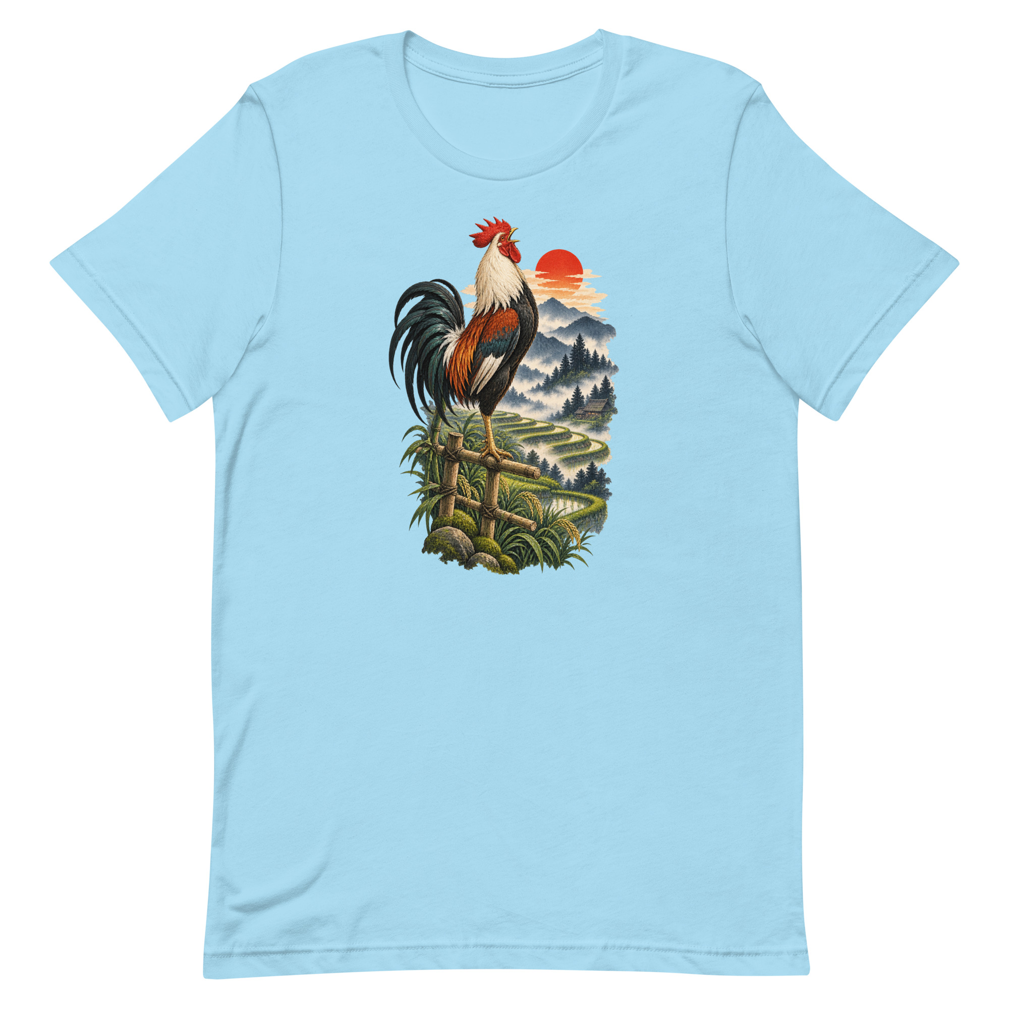Japanese Rooster Rice Terrace Sunrise Art, Japanese Art Tee, Mythology Gift - Image 49