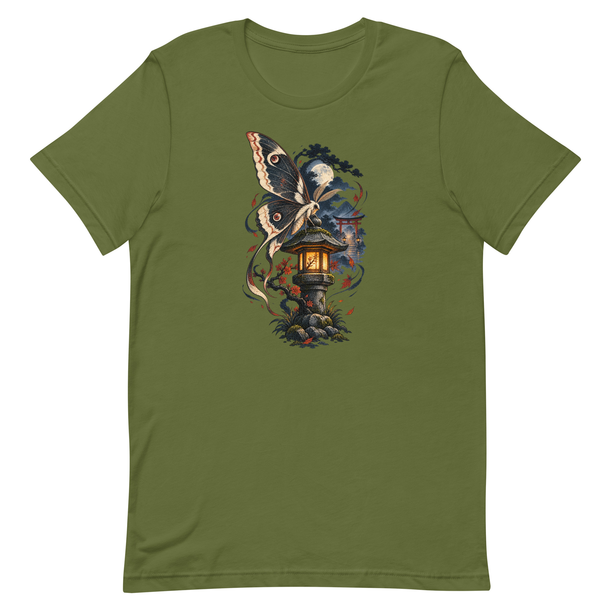 Japanese Moth Lantern Shrine Night Yokai Art T-Shirt - Image 50