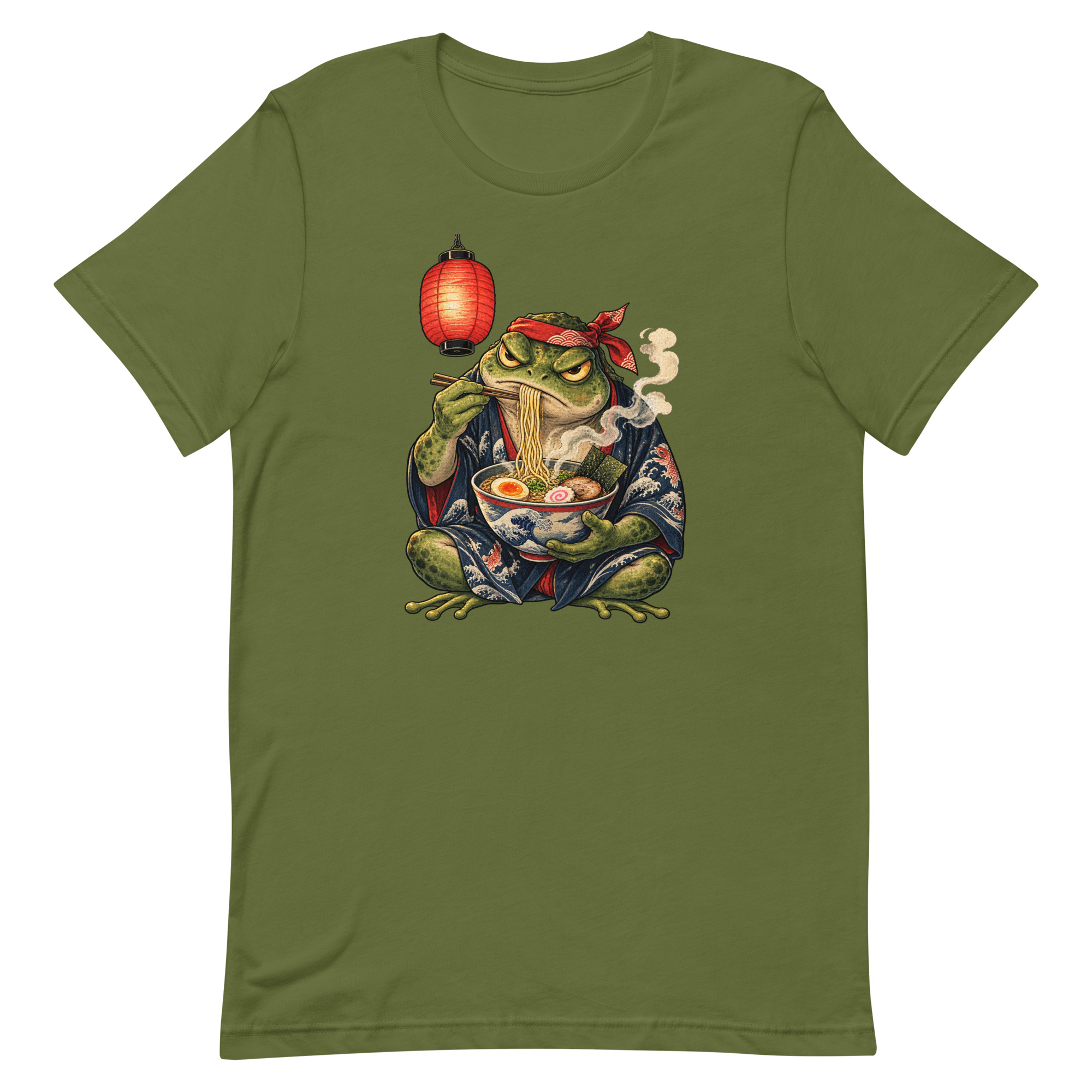 Grumpy Frog Ramen Lantern Japanese Ink Art T-Shirt - Image 52