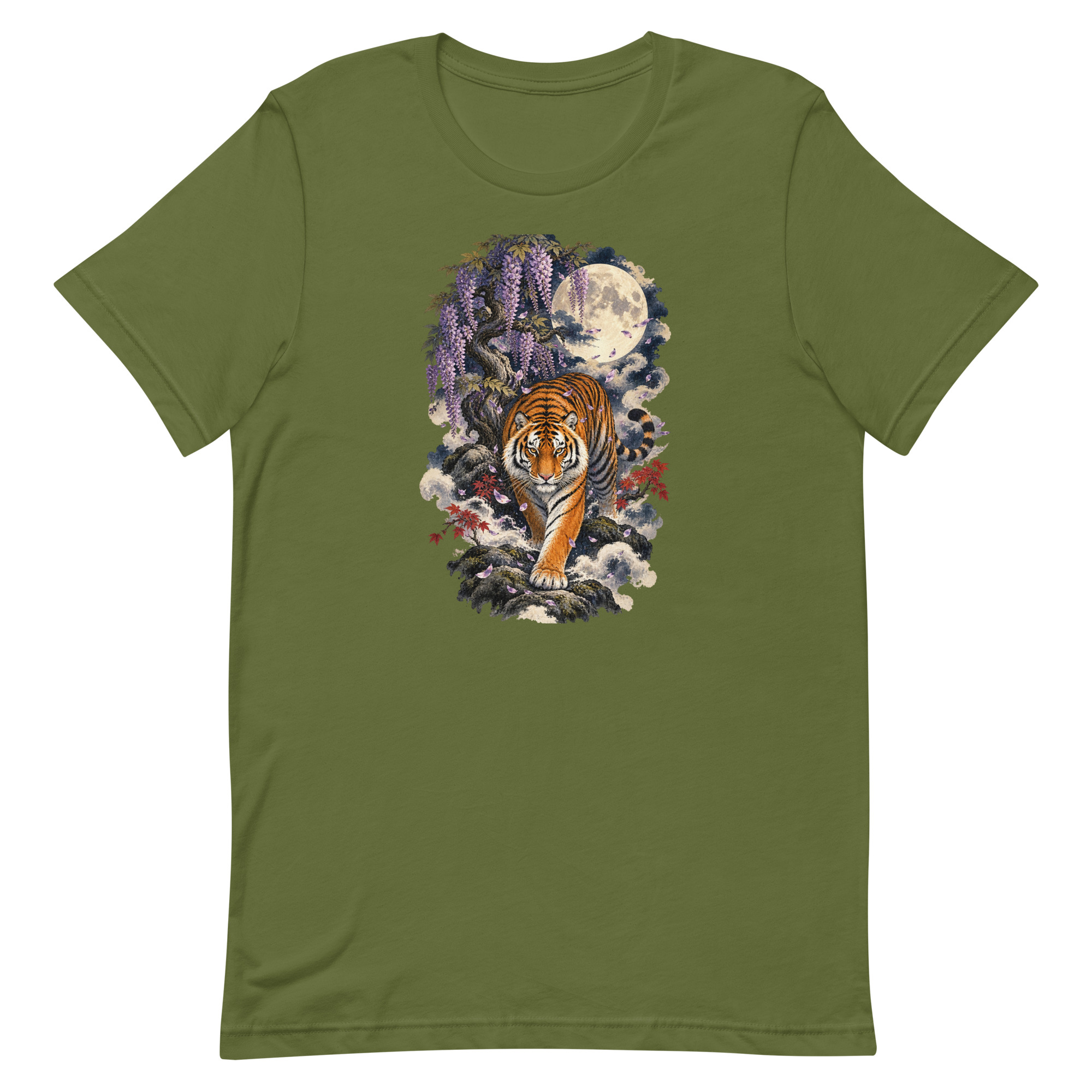 Japanese Tiger Wisteria Full Moon Art, Japanese Art Tee, Mythology Gift - Image 50