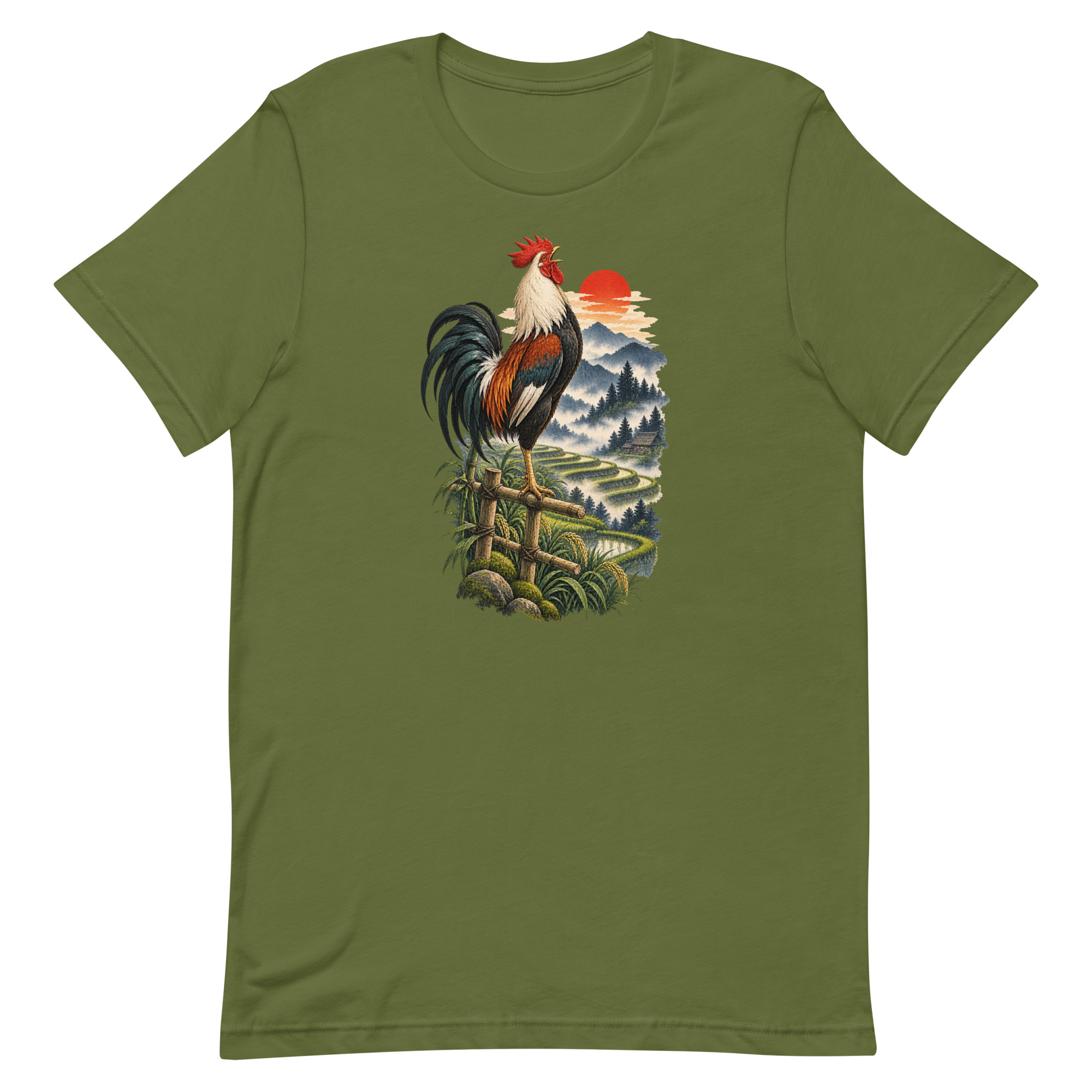 Japanese Rooster Rice Terrace Sunrise Art, Japanese Art Tee, Mythology Gift - Image 50