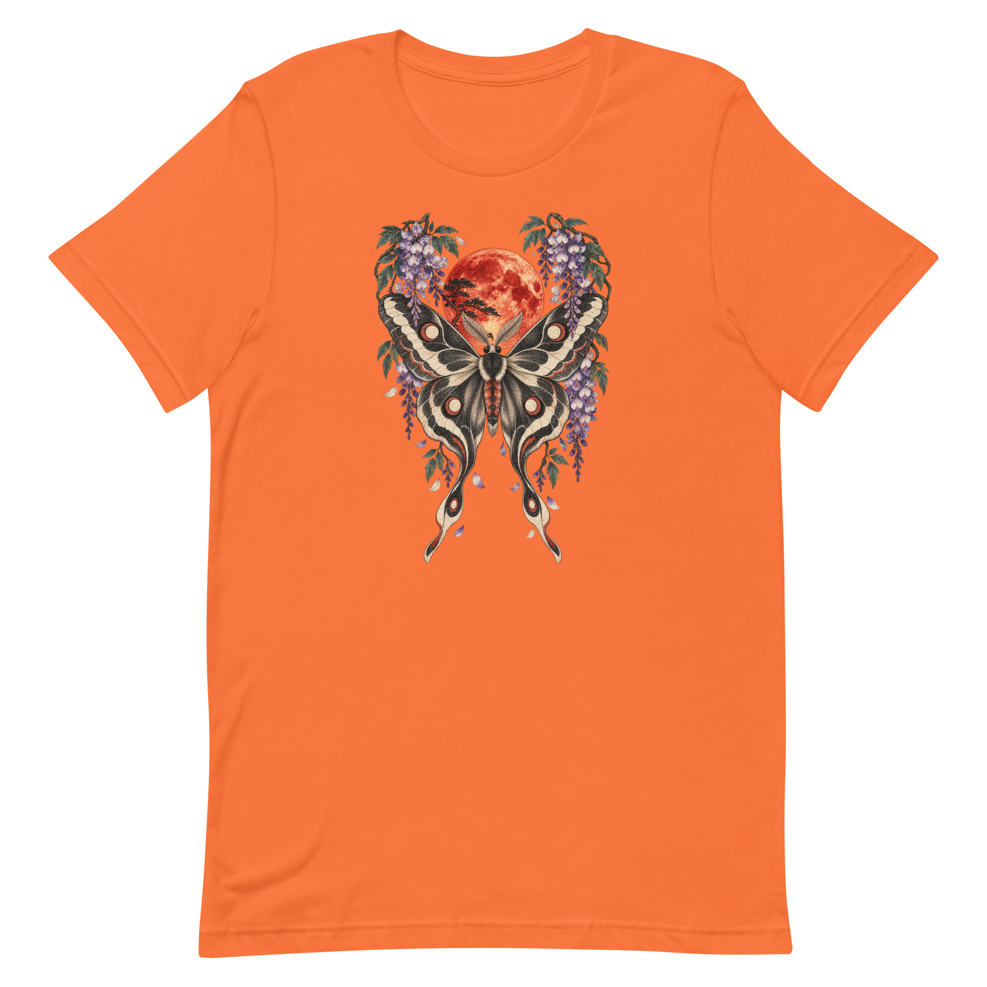 Japanese Moth Red Moon Wisteria Ukiyo-e Art T-Shirt - Image 53
