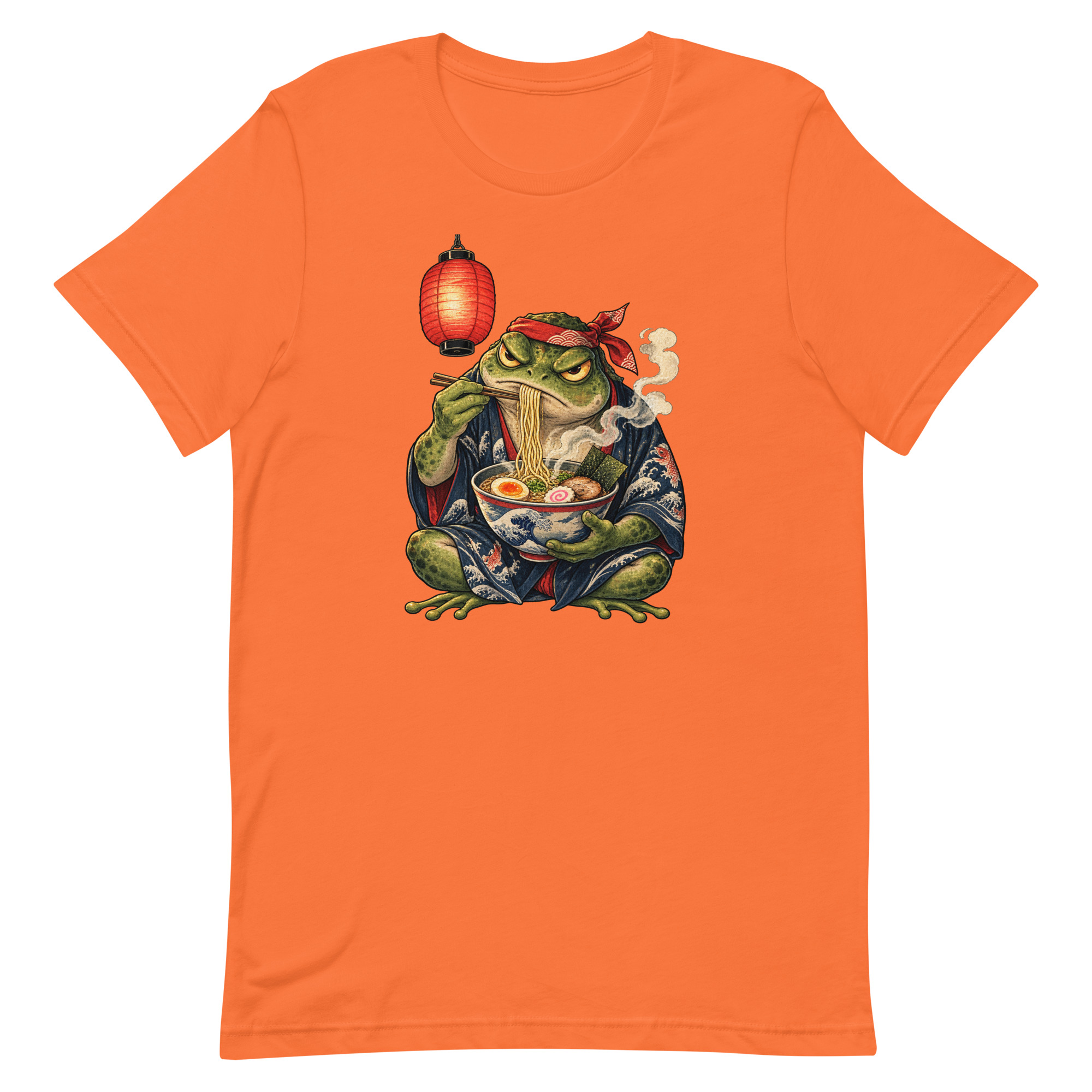 Grumpy Frog Ramen Lantern Japanese Ink Art T-Shirt - Image 53