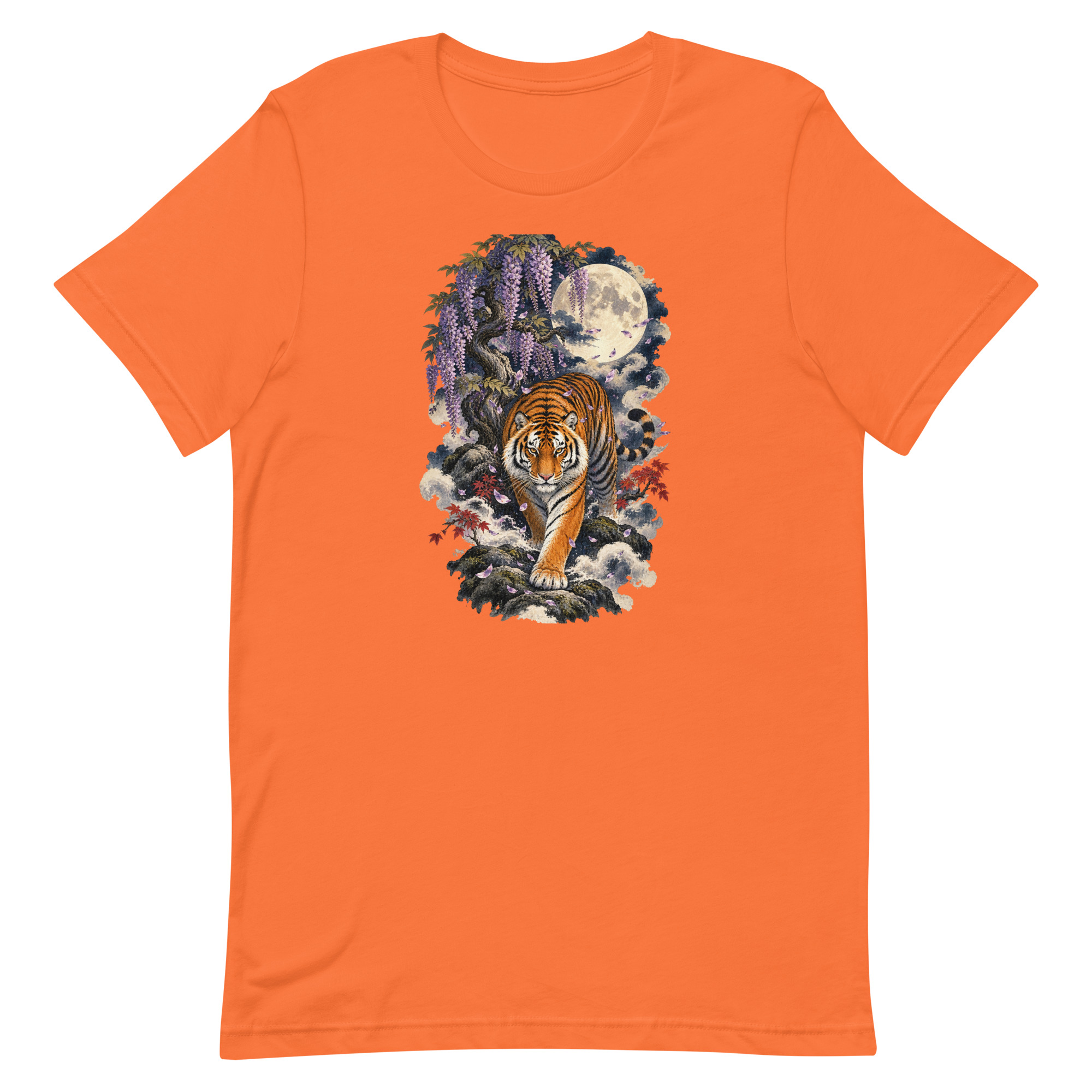 Japanese Tiger Wisteria Full Moon Art, Japanese Art Tee, Mythology Gift - Image 51