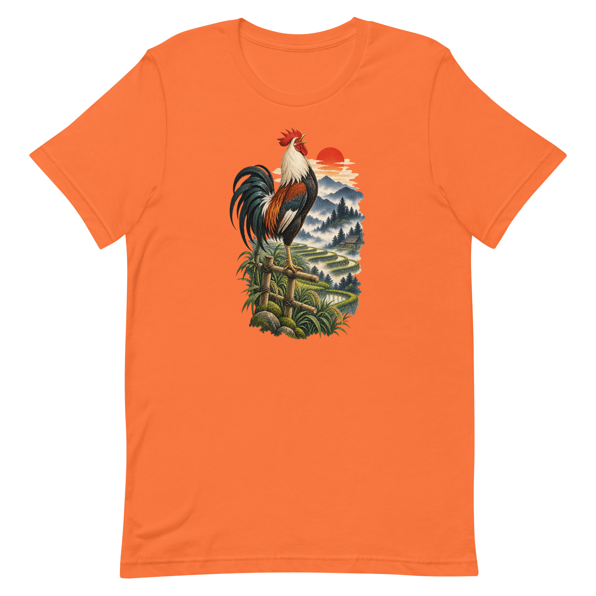 Japanese Rooster Rice Terrace Sunrise Art, Japanese Art Tee, Mythology Gift - Image 51