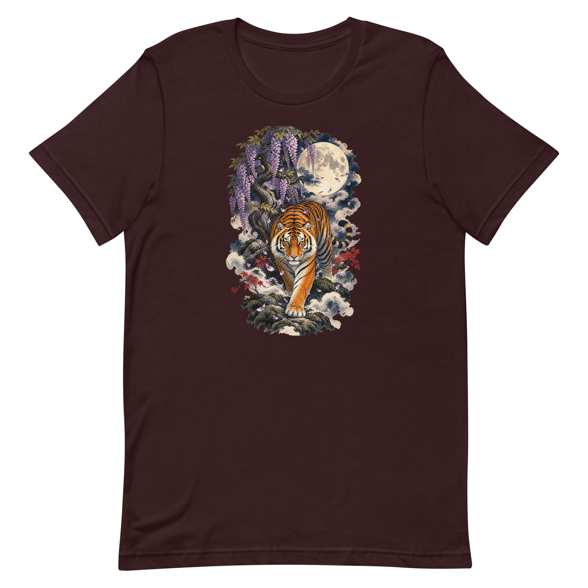 Japanese Tiger Wisteria Full Moon Art, Japanese Art Tee, Mythology Gift - Image 52