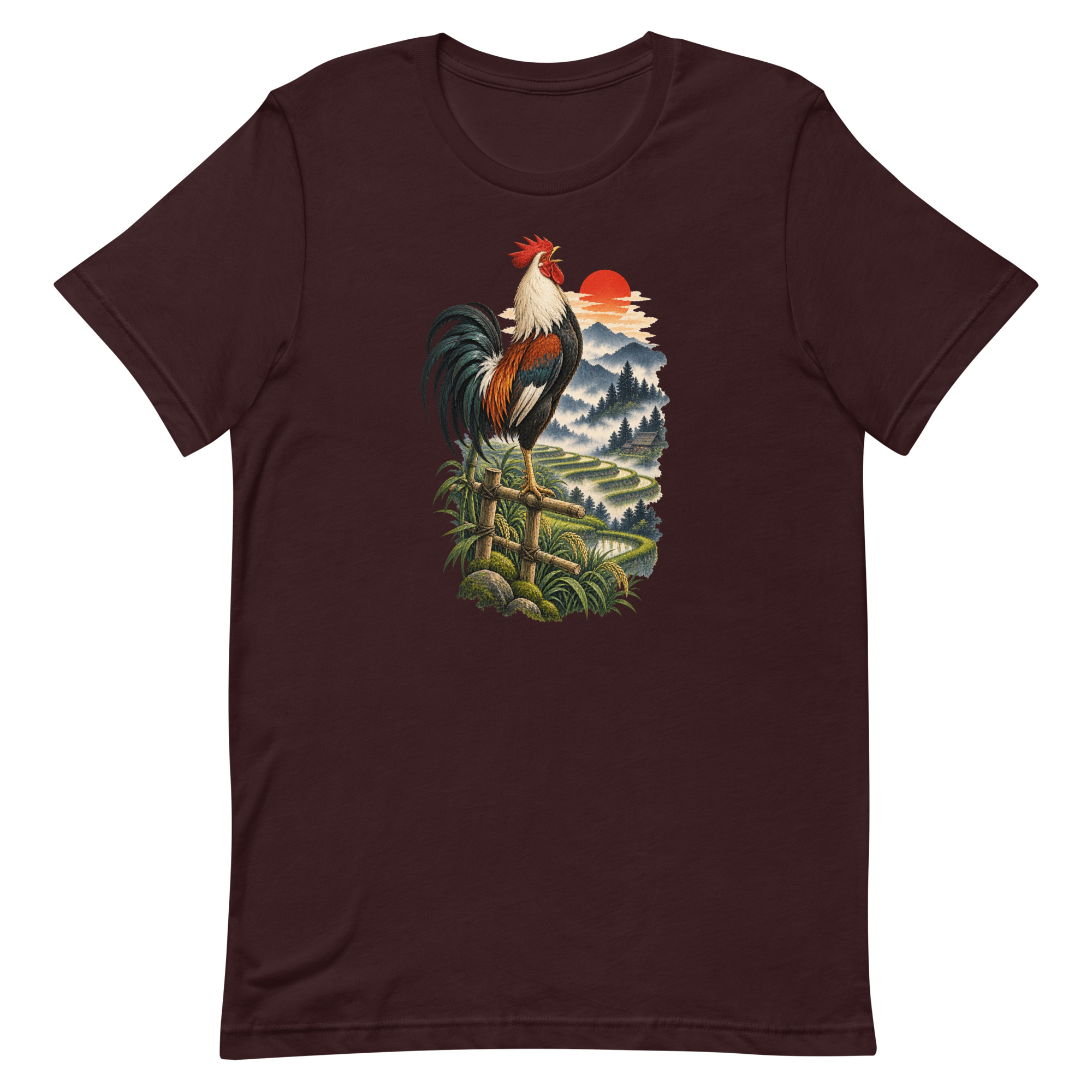 Japanese Rooster Rice Terrace Sunrise Art, Japanese Art Tee, Mythology Gift - Image 52