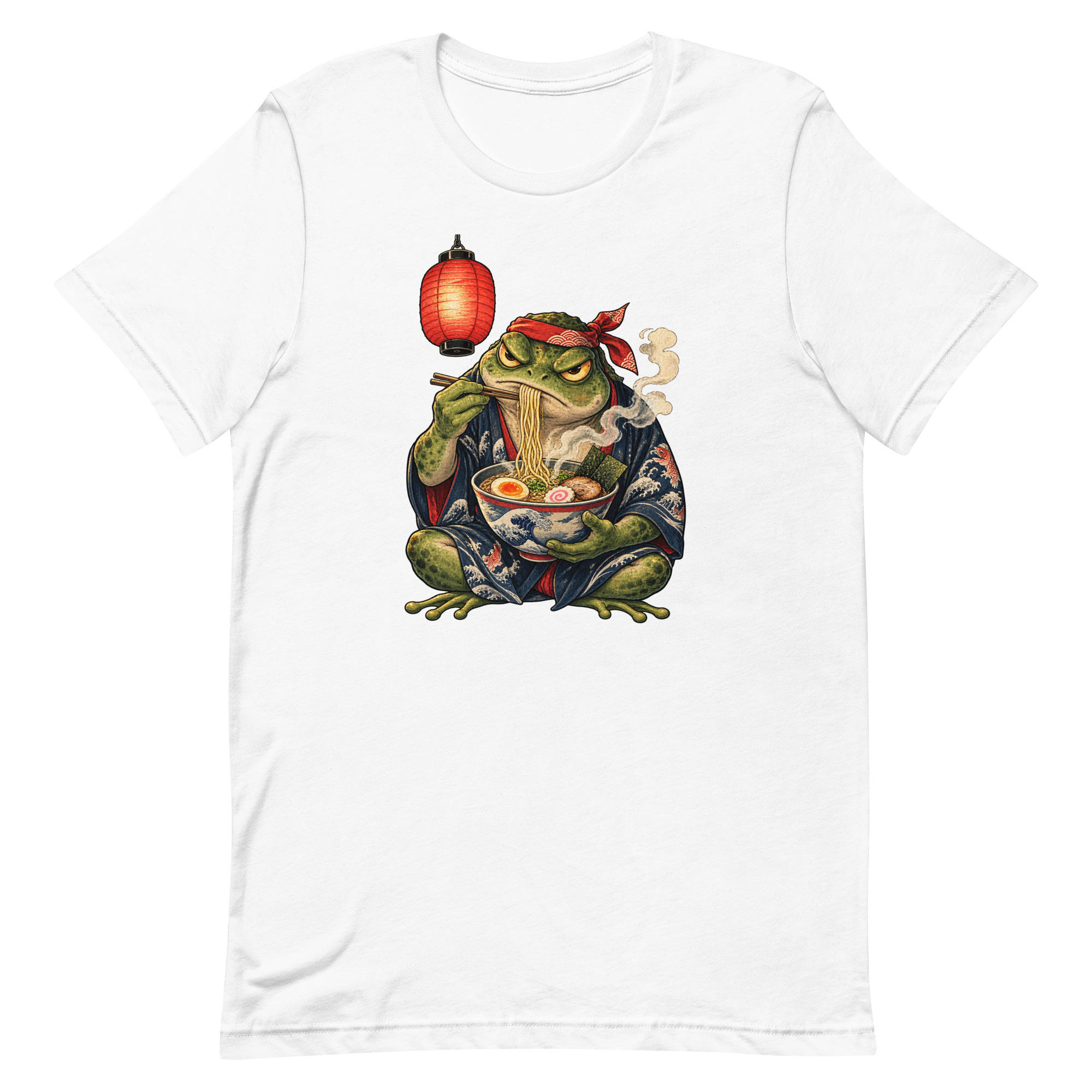Grumpy Frog Ramen Lantern Japanese Ink Art T-Shirt - Image 56