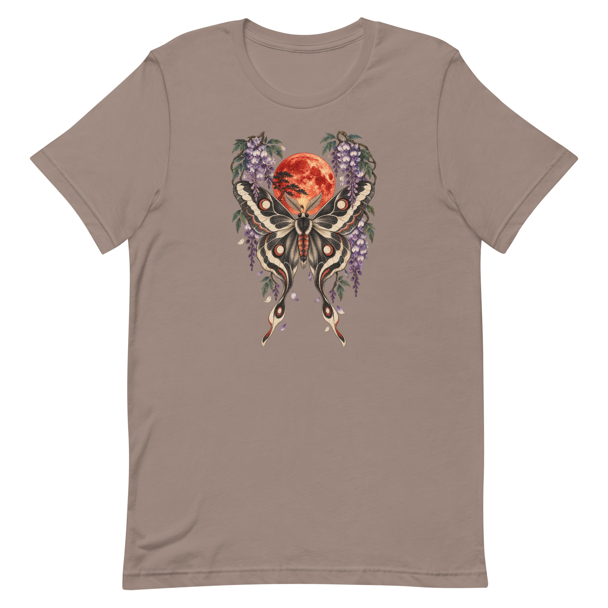 Japanese Moth Red Moon Wisteria Ukiyo-e Art T-Shirt - Image 55
