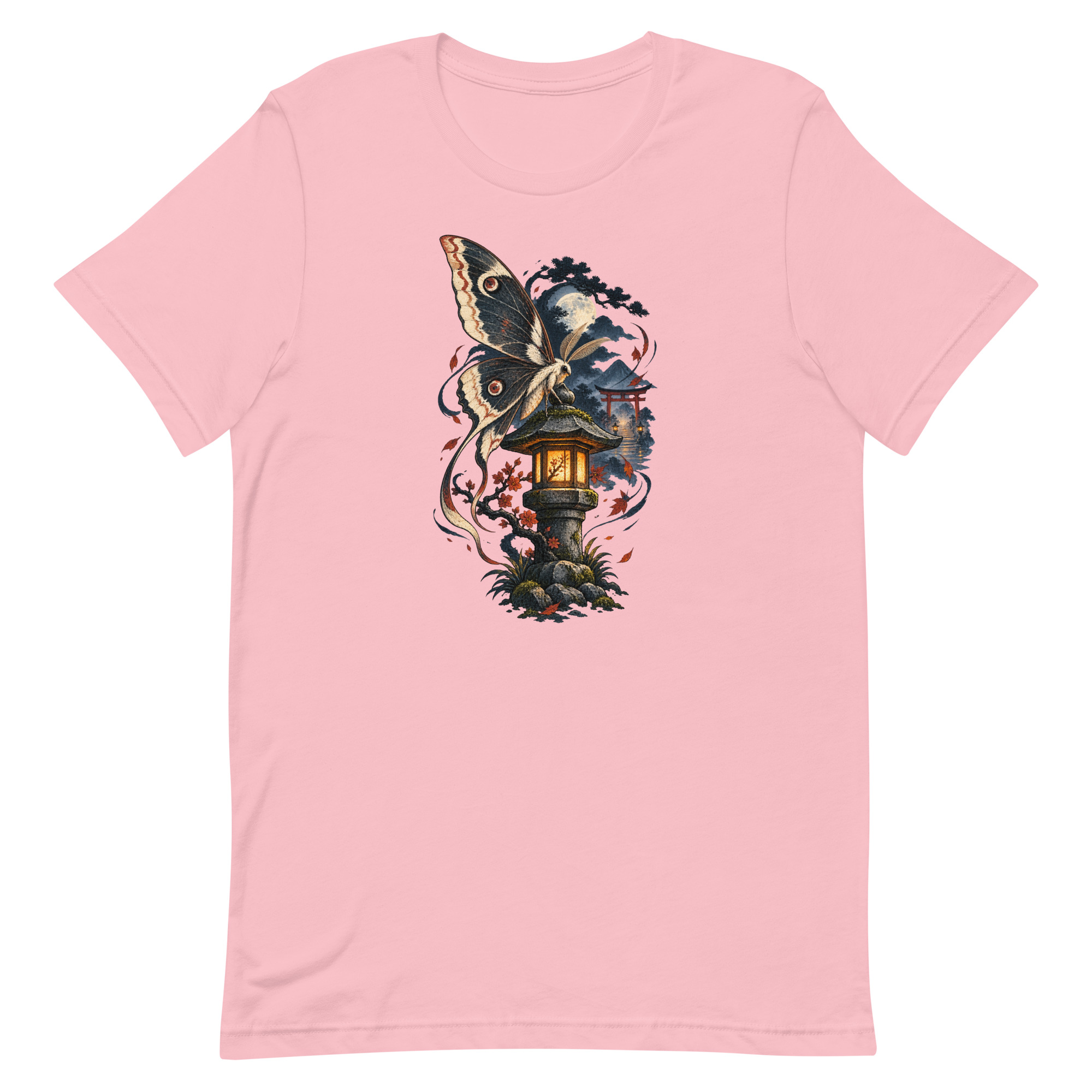 Japanese Moth Lantern Shrine Night Yokai Art T-Shirt - Image 55