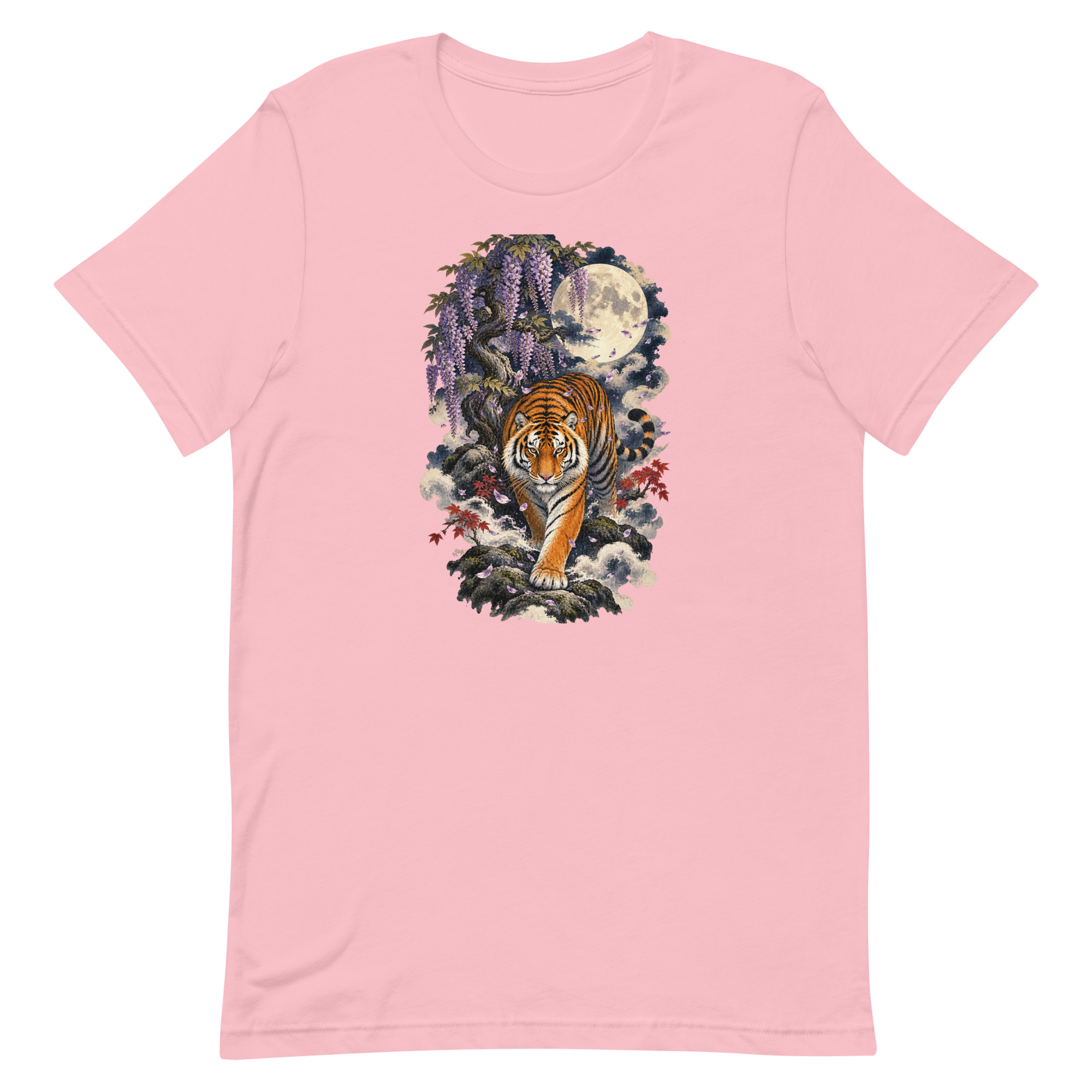 Japanese Tiger Wisteria Full Moon Art, Japanese Art Tee, Mythology Gift - Image 55