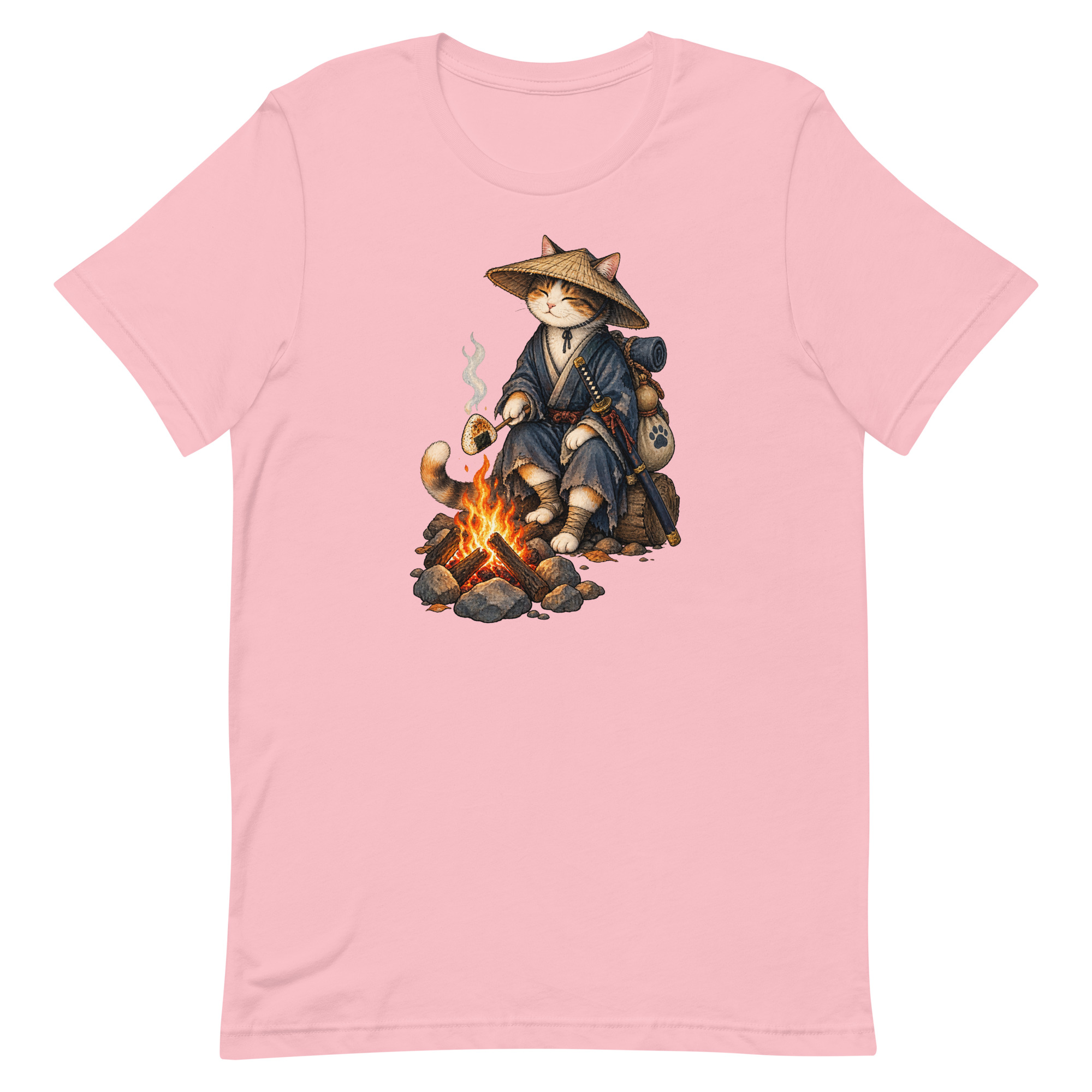 Samurai Cat Onigiri Campfire Japanese Art, Japanese Art Tee, Mythology Gift - Image 57