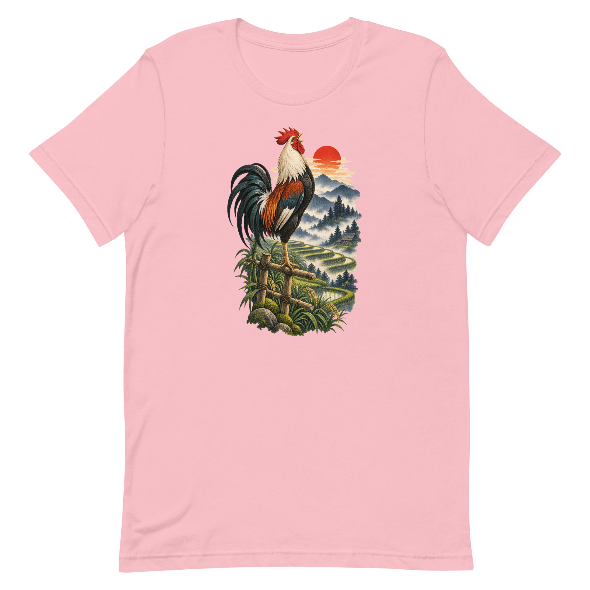 Japanese Rooster Rice Terrace Sunrise Art, Japanese Art Tee, Mythology Gift - Image 55