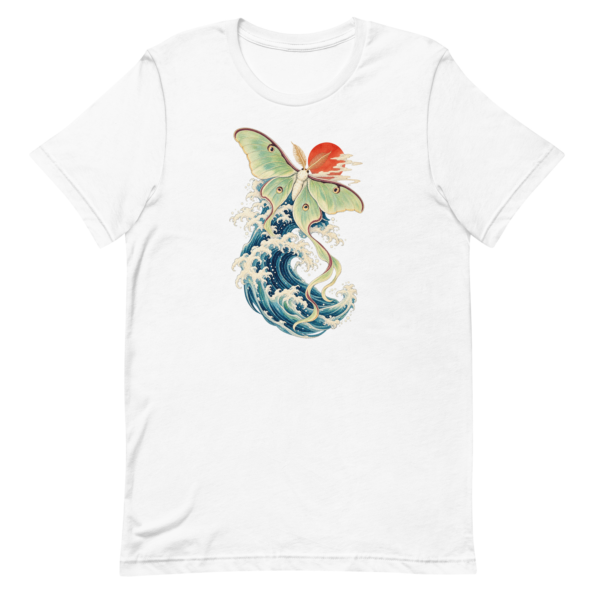 Luna Moth Great Wave Japanese Ukiyo-e Art T-Shirt - Image 56