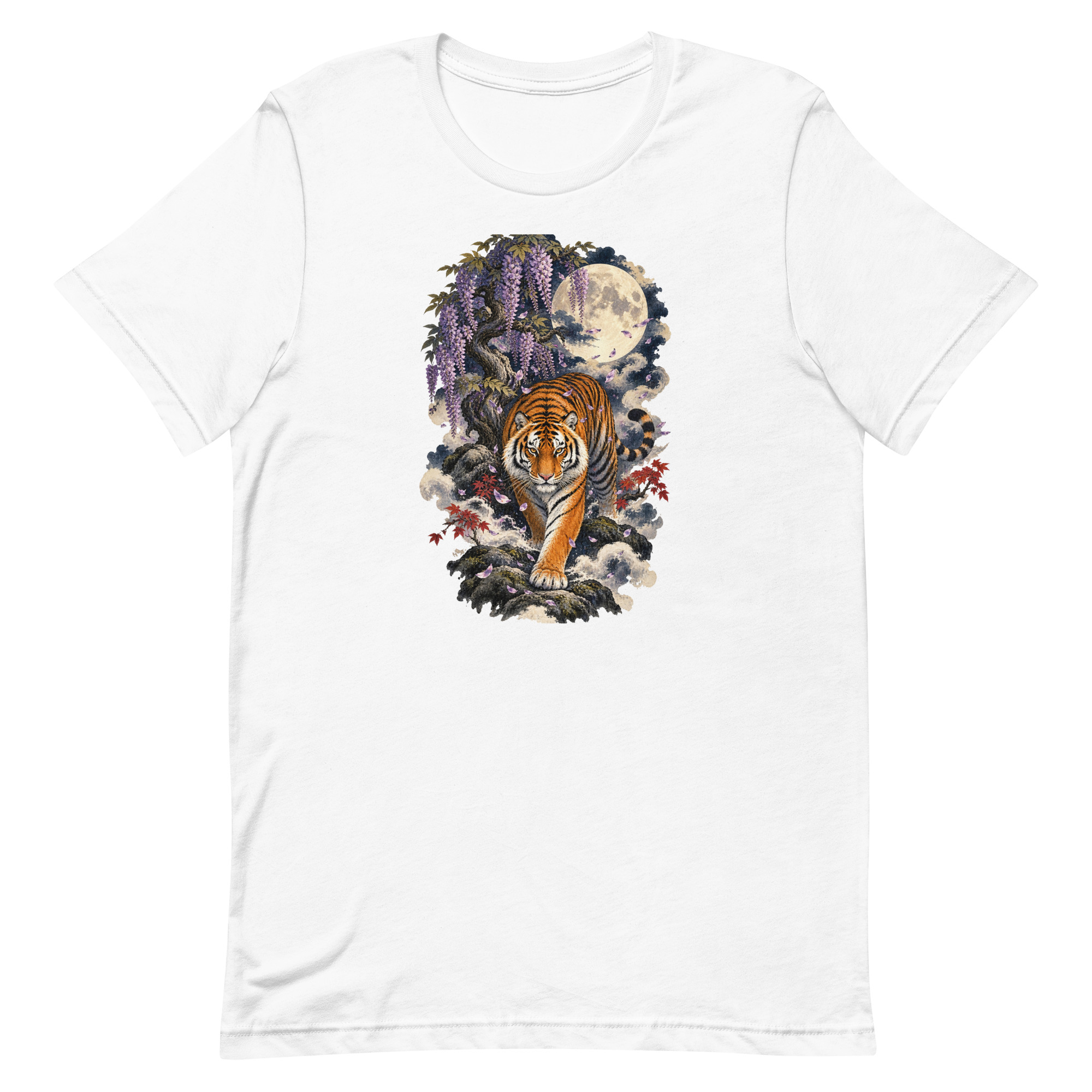 Japanese Tiger Wisteria Full Moon Art, Japanese Art Tee, Mythology Gift - Image 56