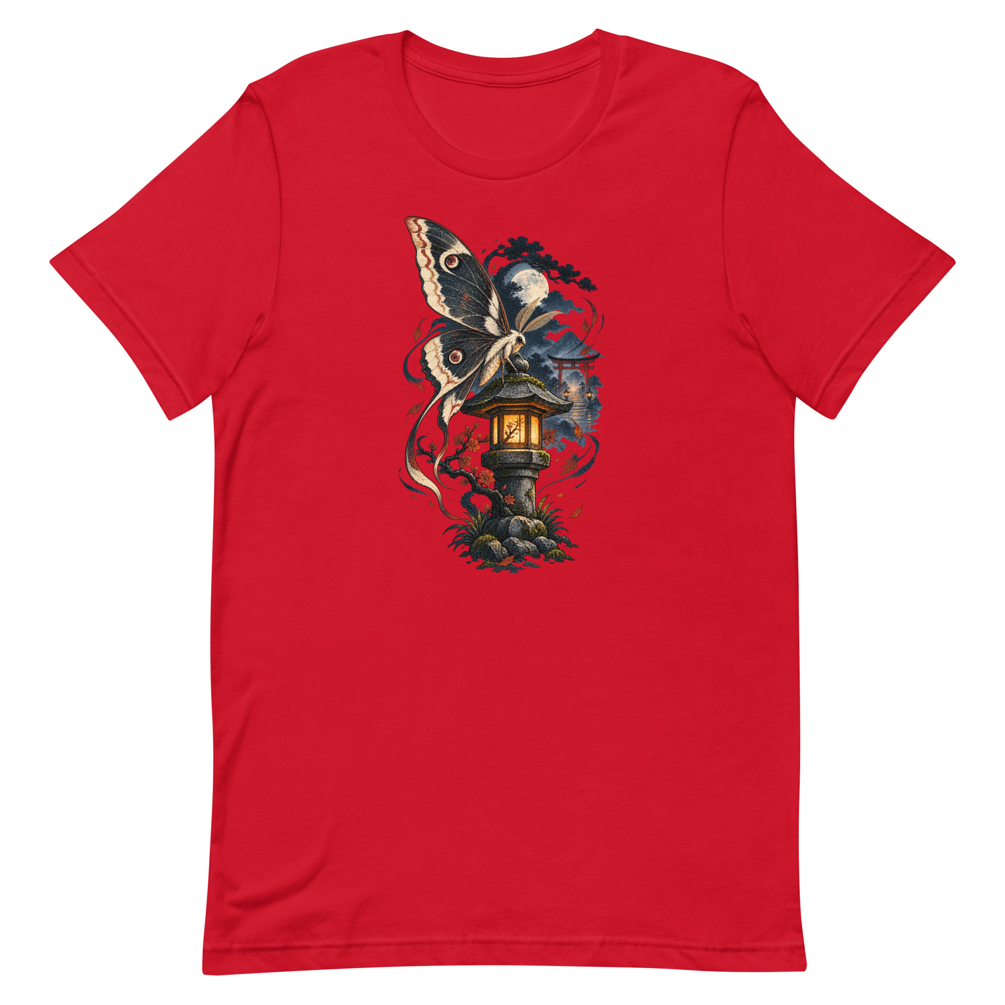 Japanese Moth Lantern Shrine Night Yokai Art T-Shirt - Image 57