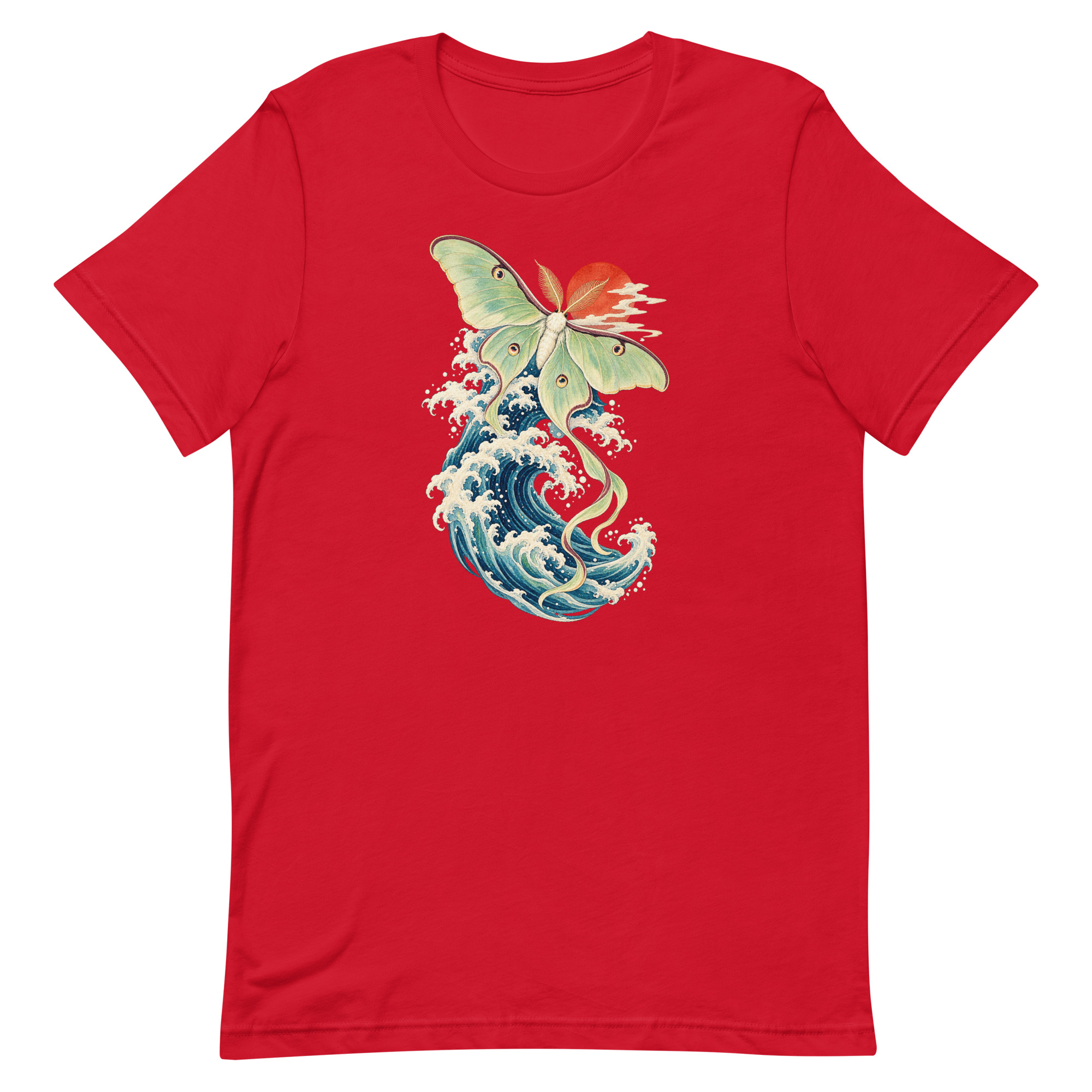 Luna Moth Great Wave Japanese Ukiyo-e Art T-Shirt - Image 57