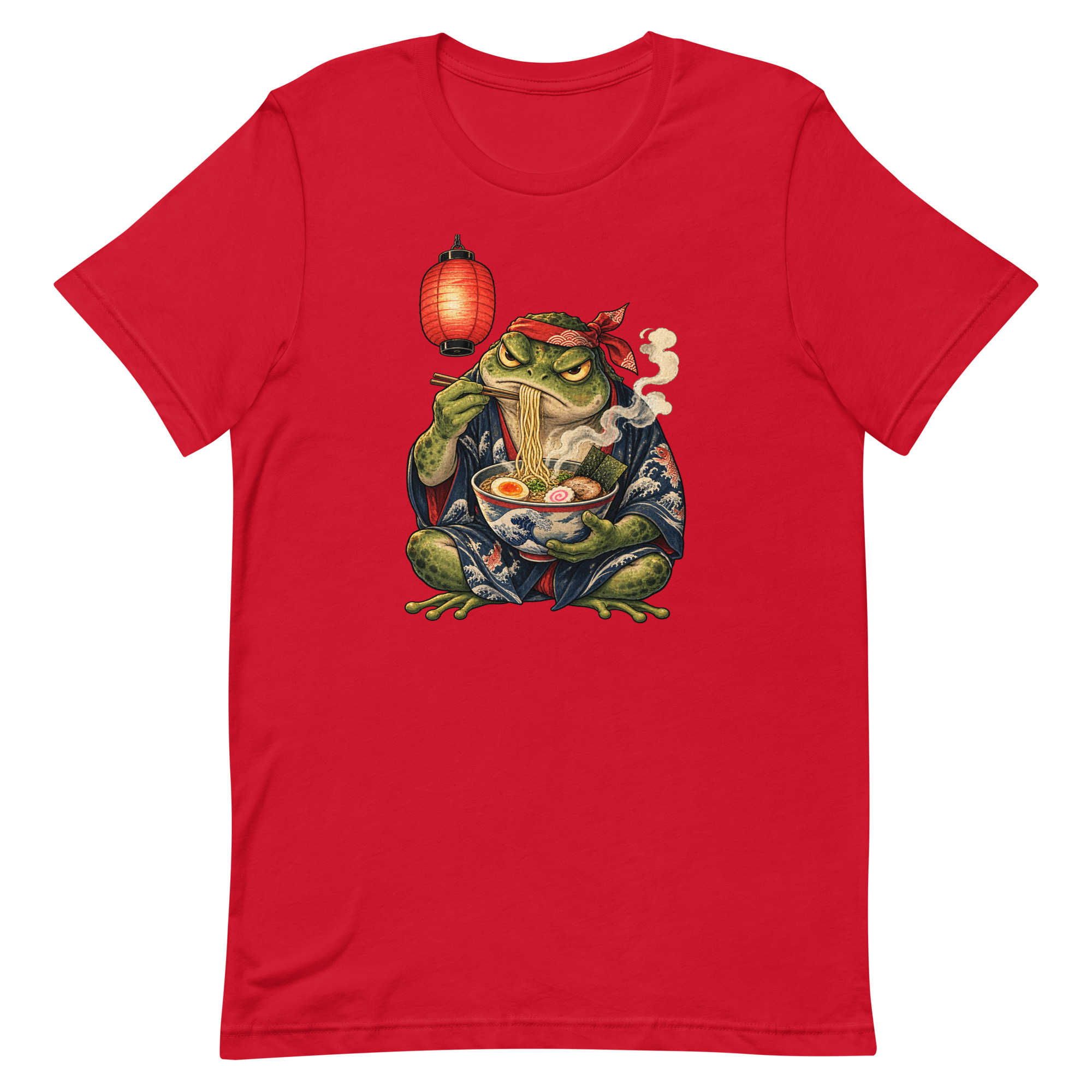 Grumpy Frog Ramen Lantern Japanese Ink Art T-Shirt - Image 59