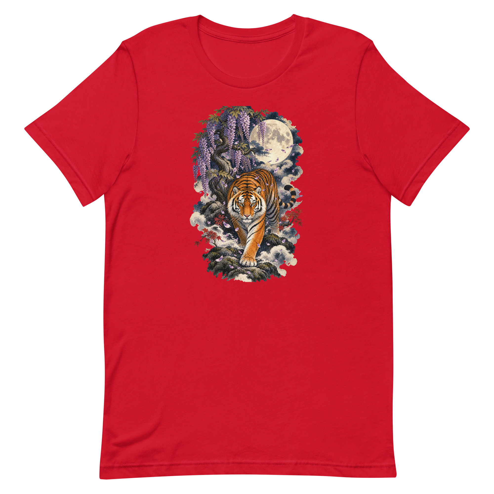 Japanese Tiger Wisteria Full Moon Art, Japanese Art Tee, Mythology Gift - Image 57