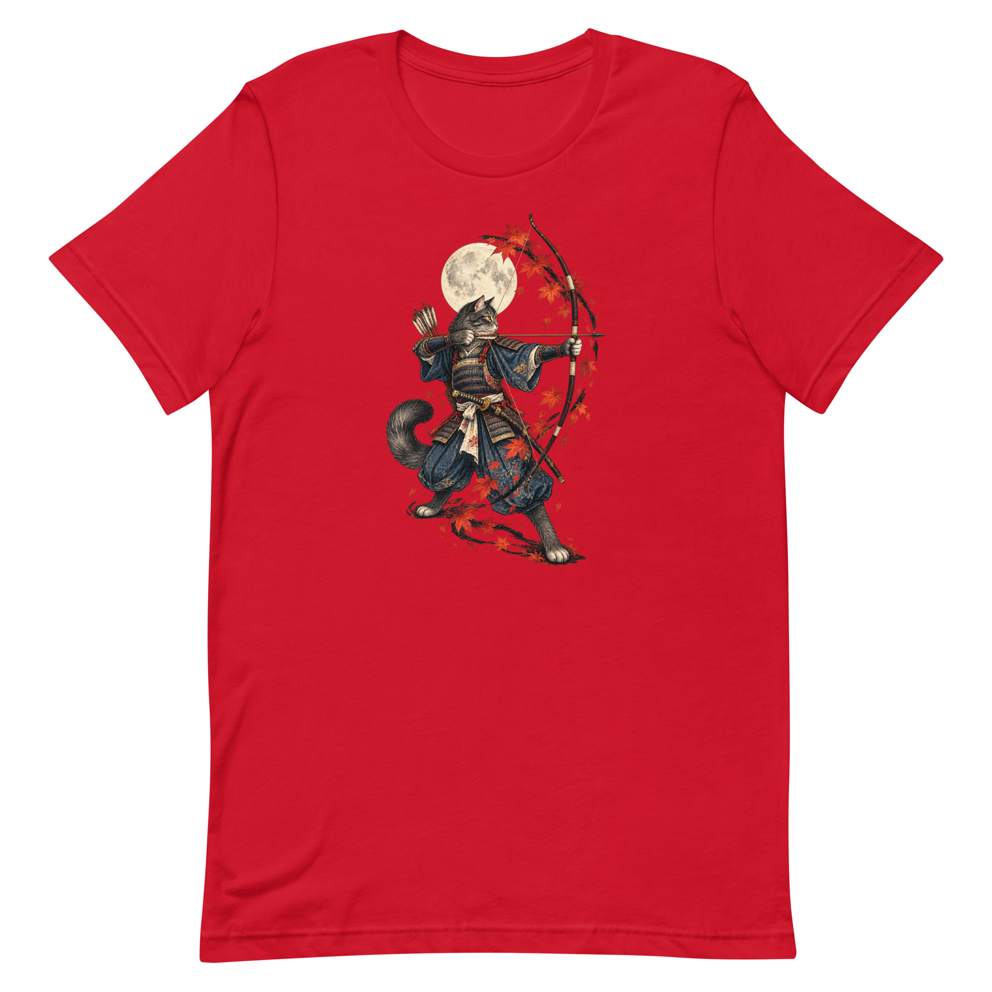 Samurai Cat Archer Maple Moon Japanese Art, Japanese Art Tee, Mythology Gift - Image 59