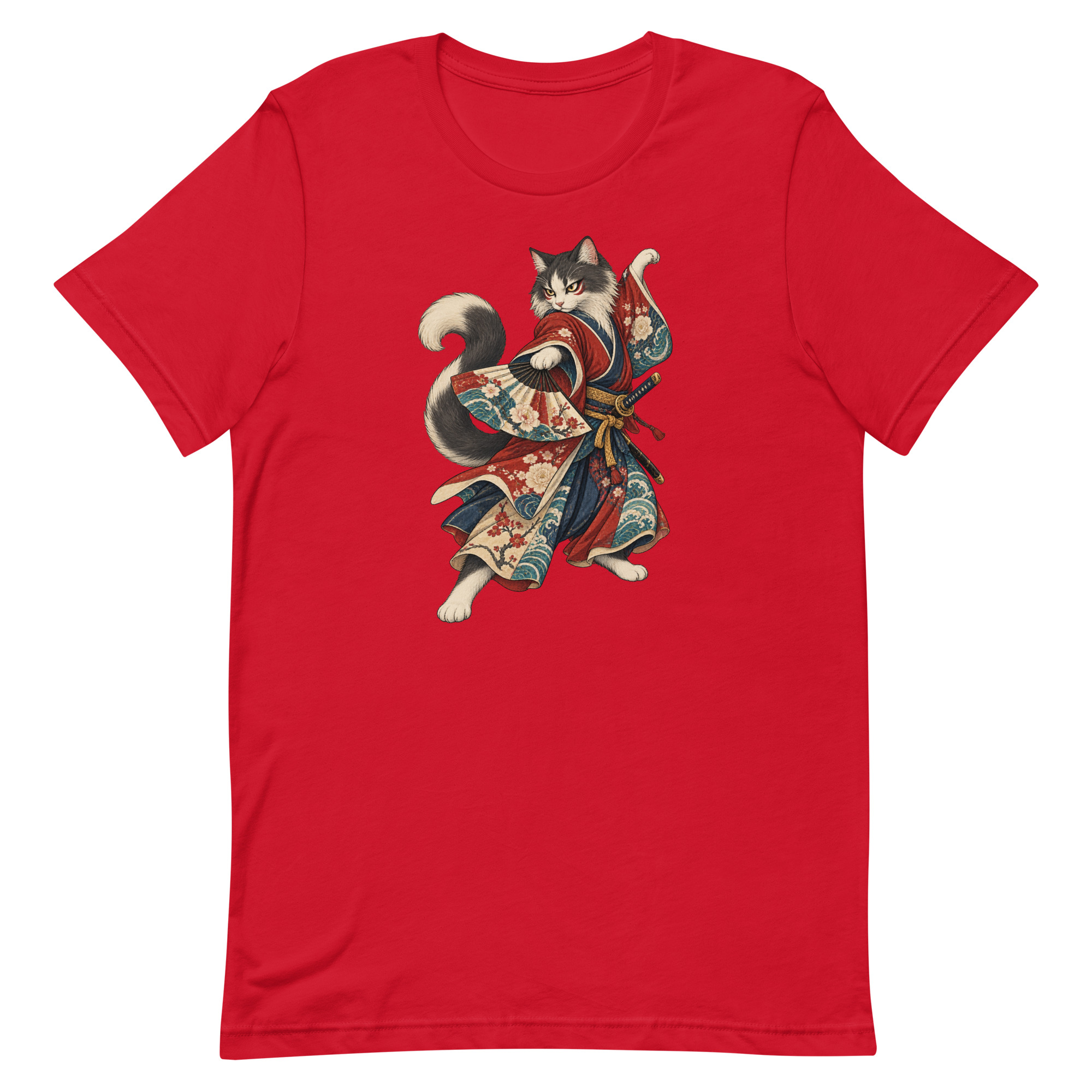 Samurai Cat Kabuki Fan Japanese Warrior Art, Japanese Art Tee, Mythology Gift - Image 59